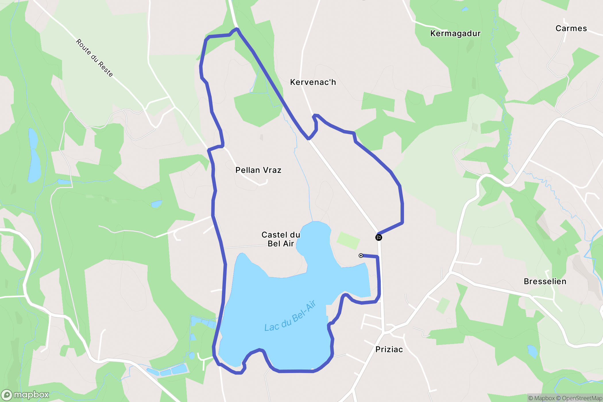 Priziac : carte du parcours de randonnée - France