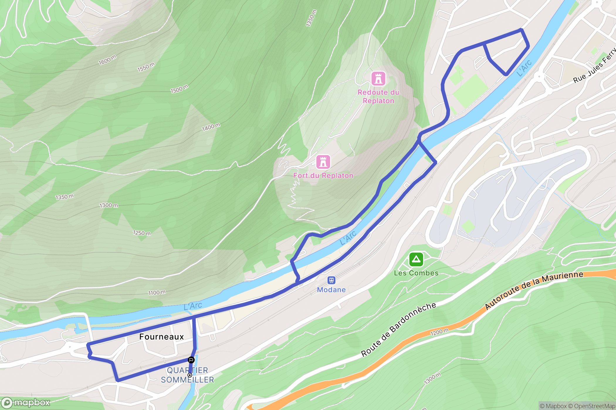 Fourneaux : carte du parcours de randonnée - France