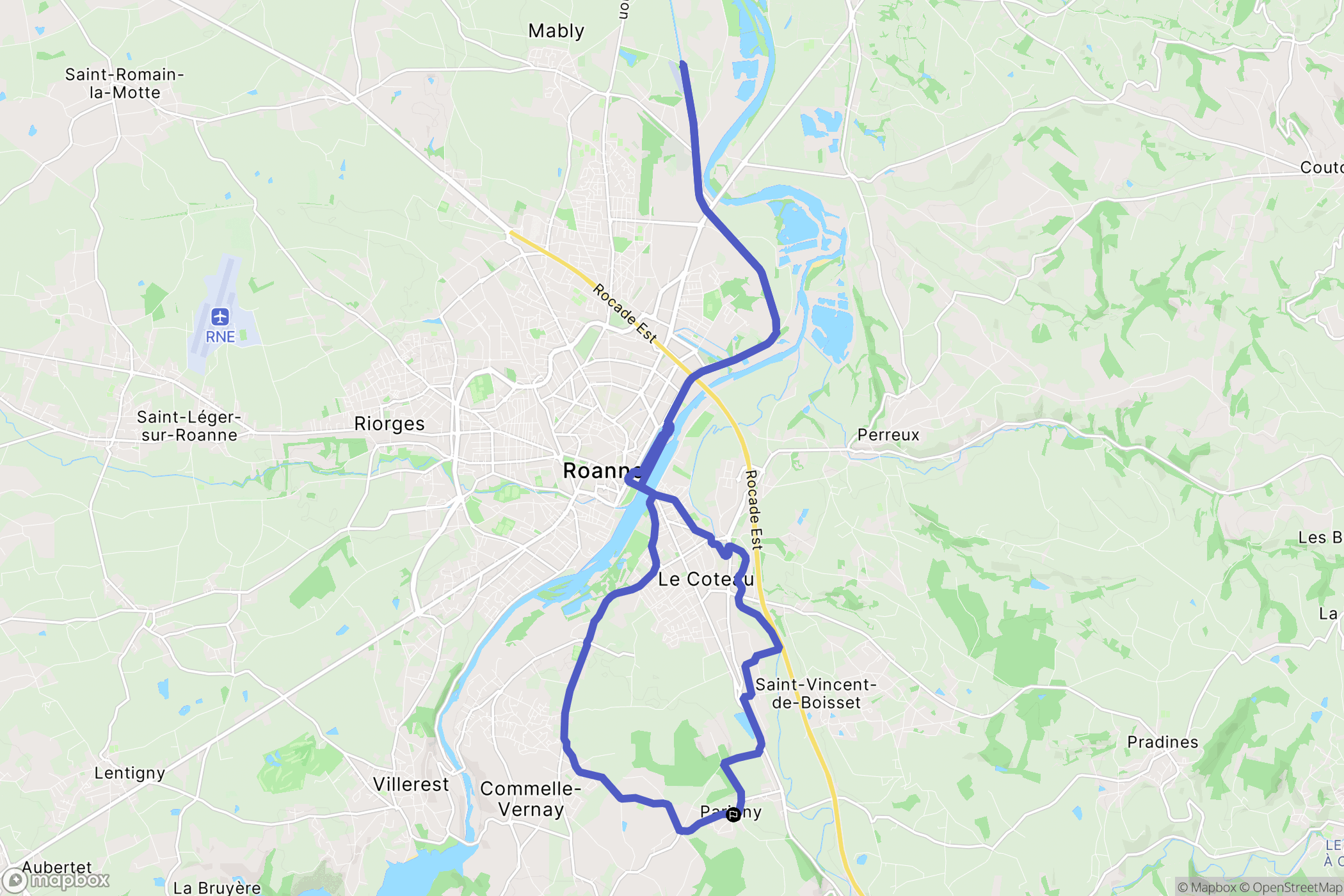 Parigny : carte du parcours de randonnée - France