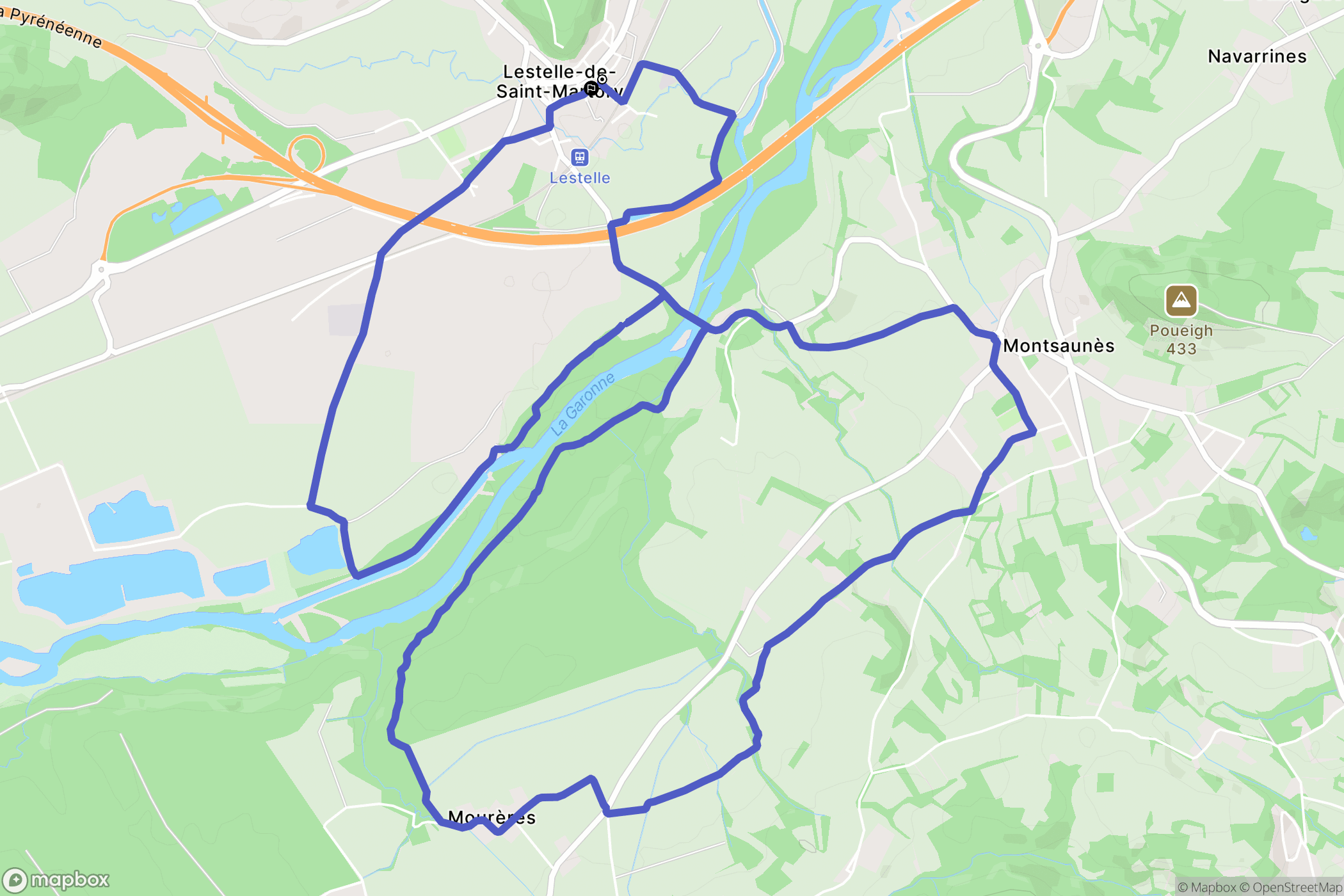 Lestelle-de-Saint-Martory : carte du parcours de randonnée - France
