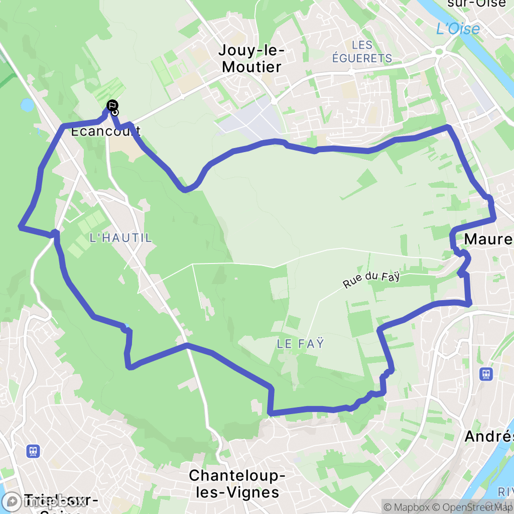 Jouy-le-Moutier : carte du parcours de randonnée - France