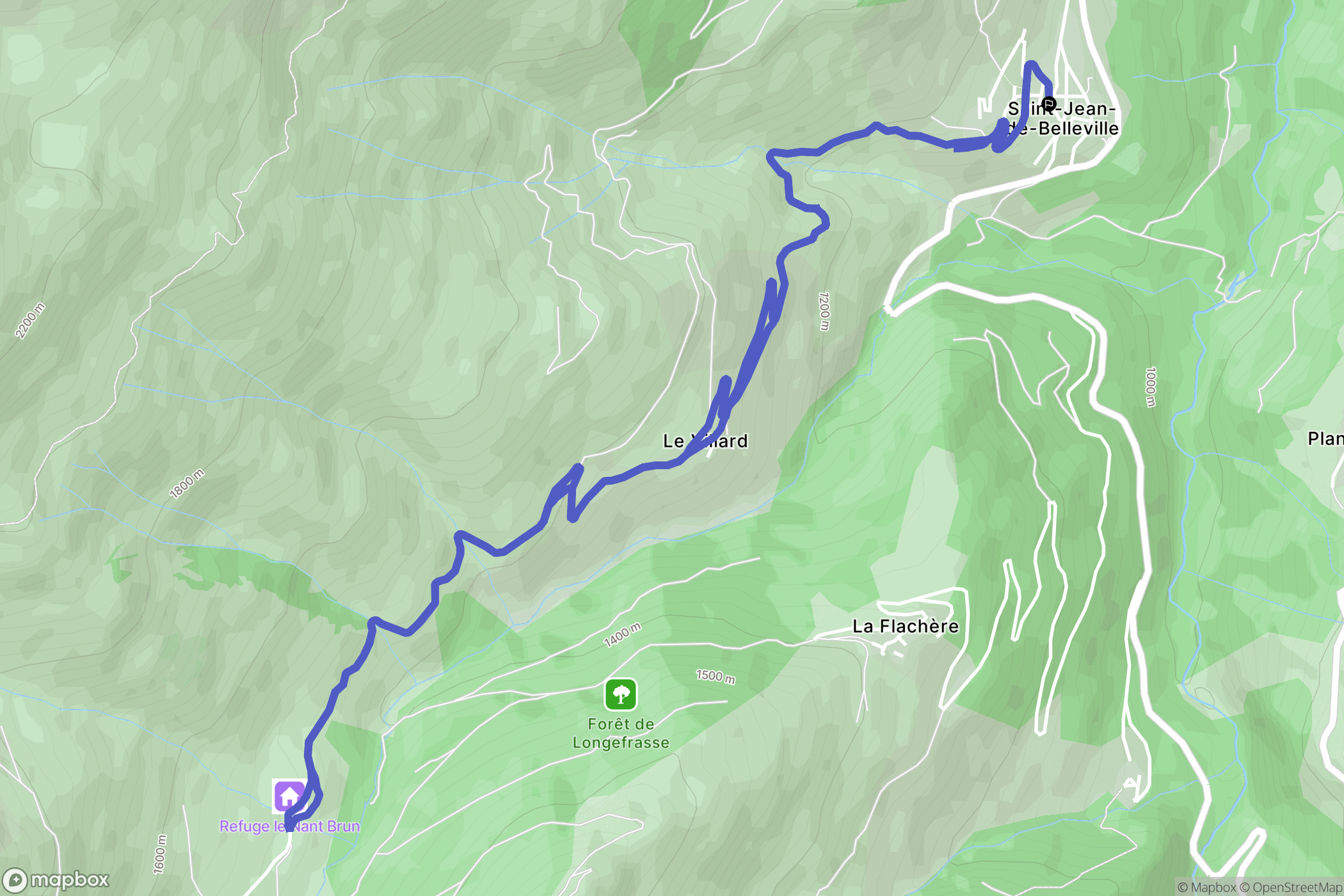 Les Belleville : carte du parcours de randonnée - France