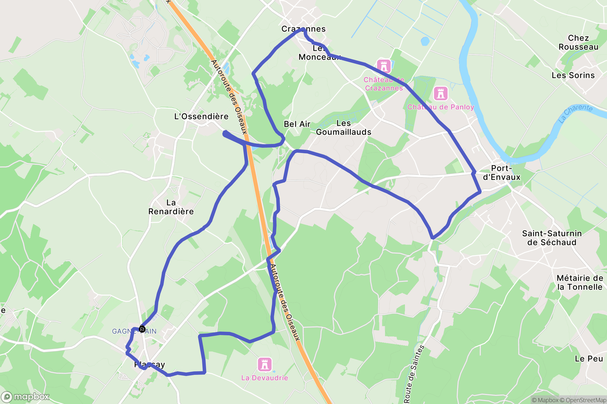 Plassay : carte du parcours de randonnée - France