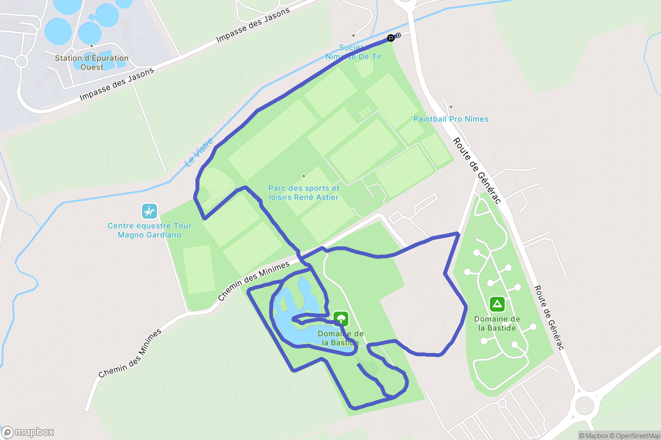 Nîmes : carte du parcours de randonnée - France