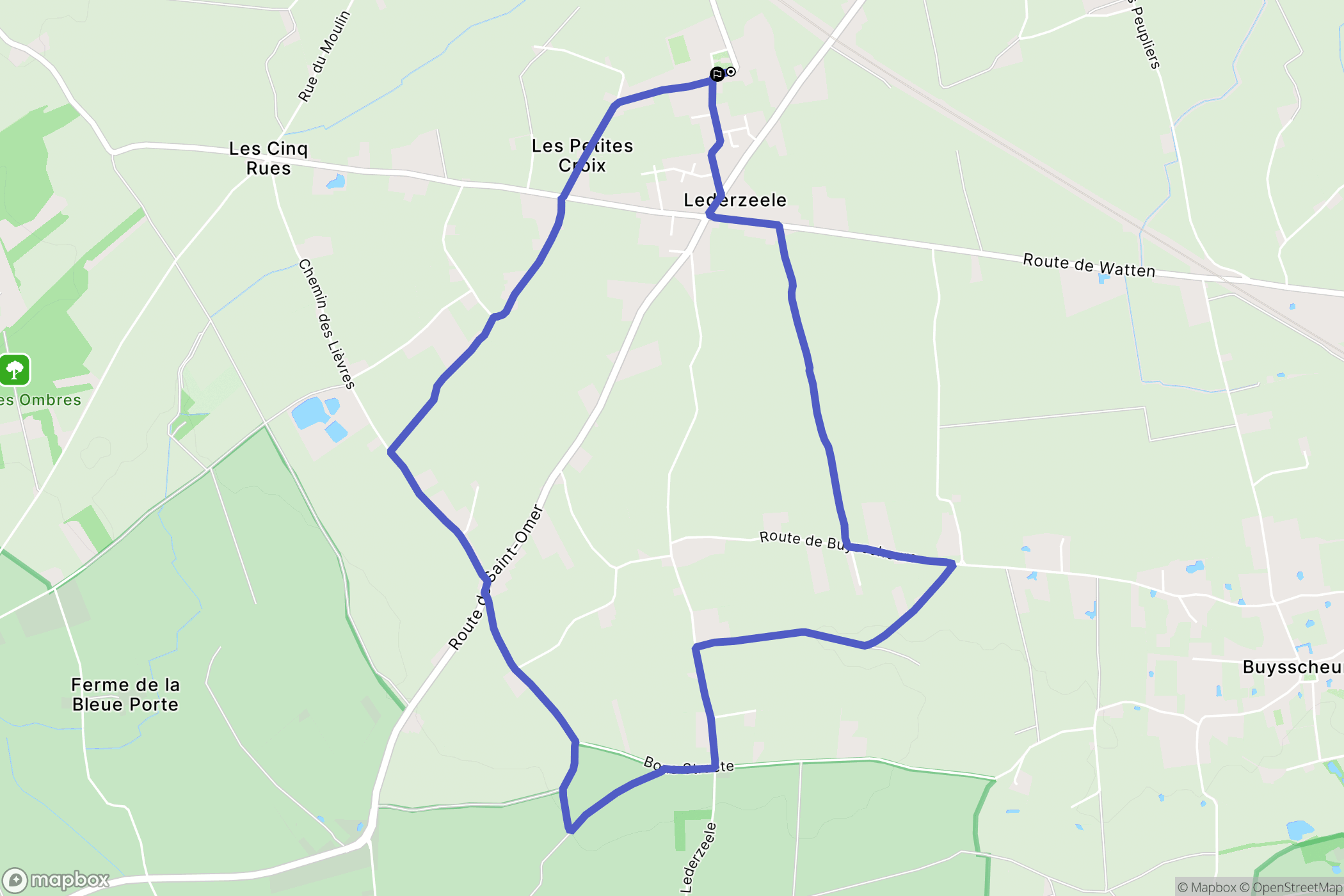 Lederzeele : carte du parcours de randonnée - France