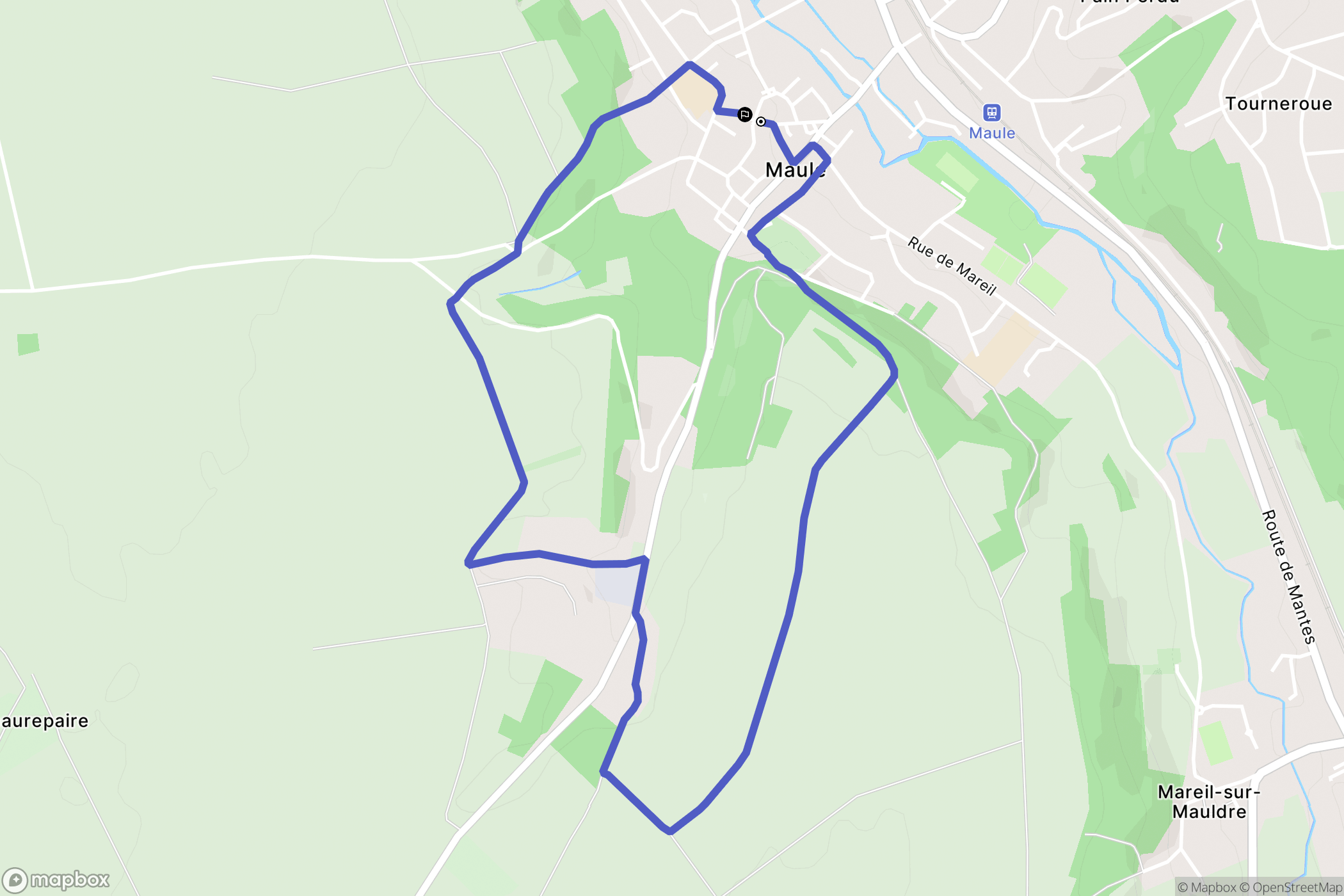 Maule : carte du parcours de randonnée - France