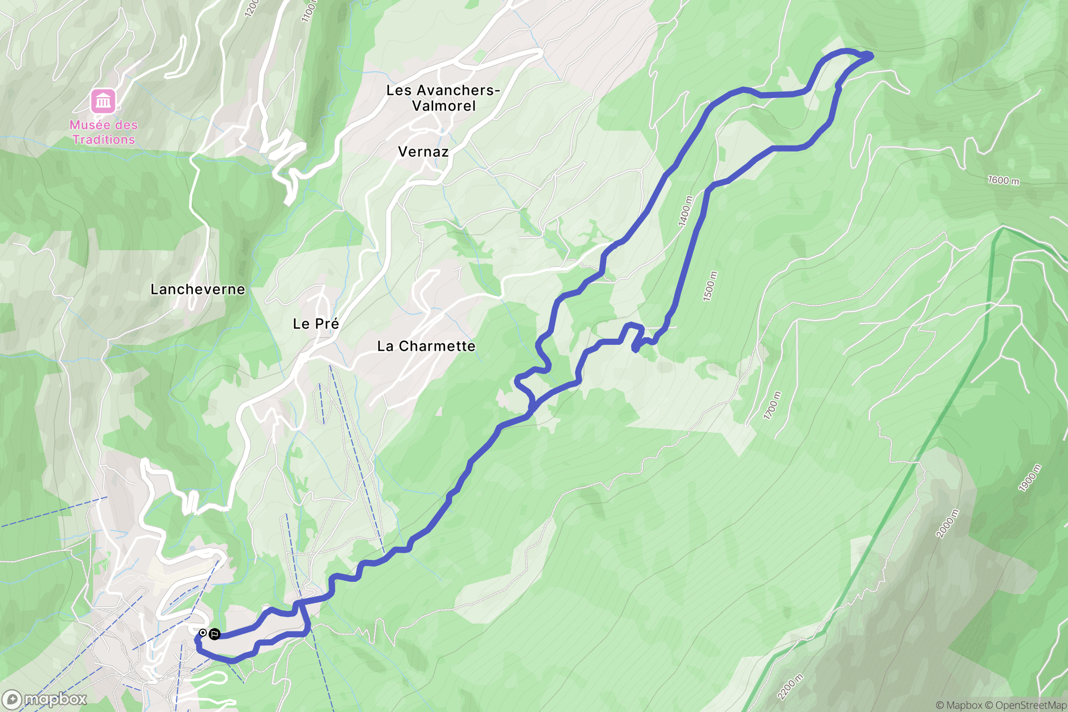 Les Avanchers-Valmorel : carte du parcours de randonnée - France