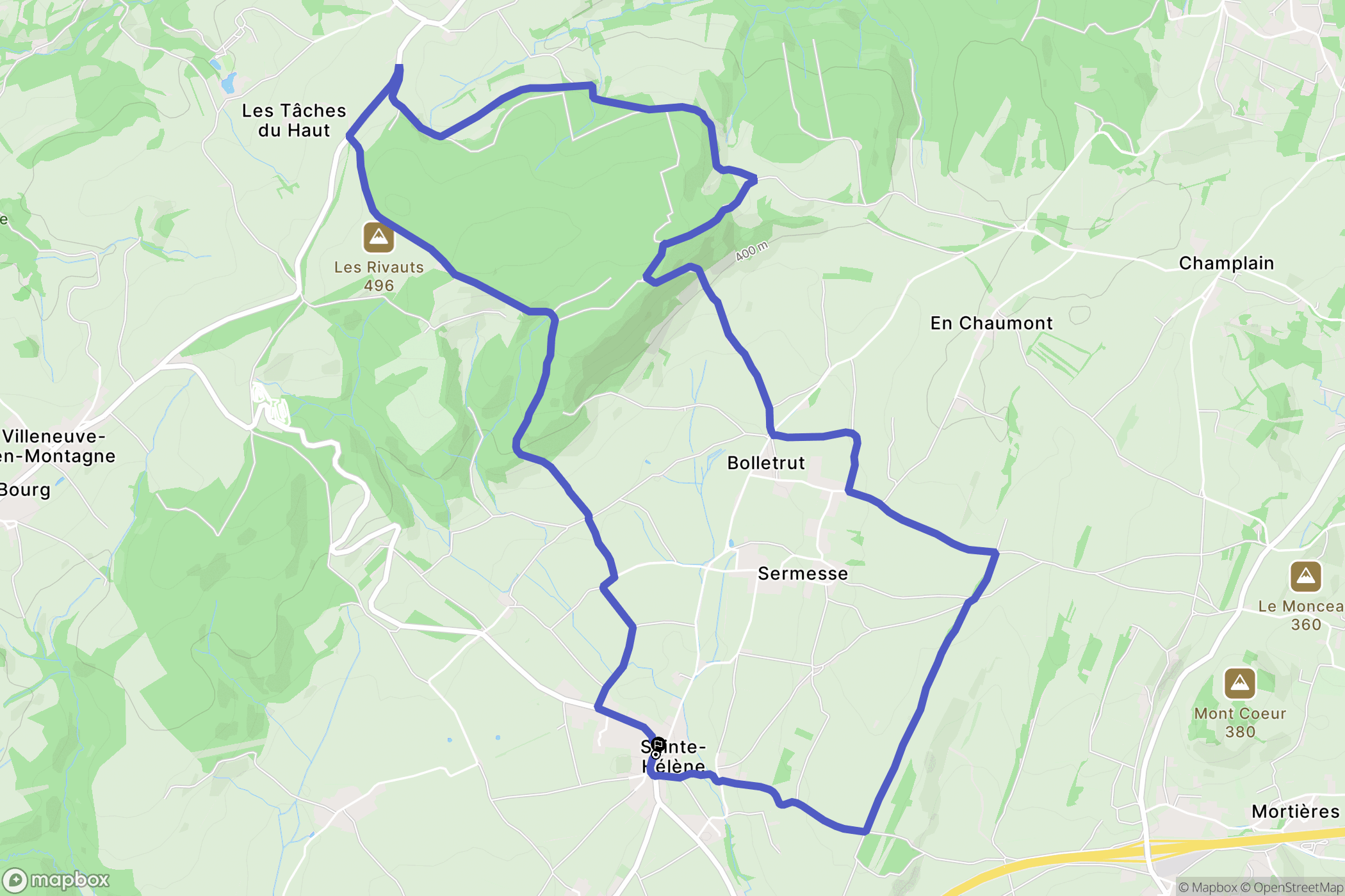 Sainte-Hélène : carte du parcours de randonnée - France