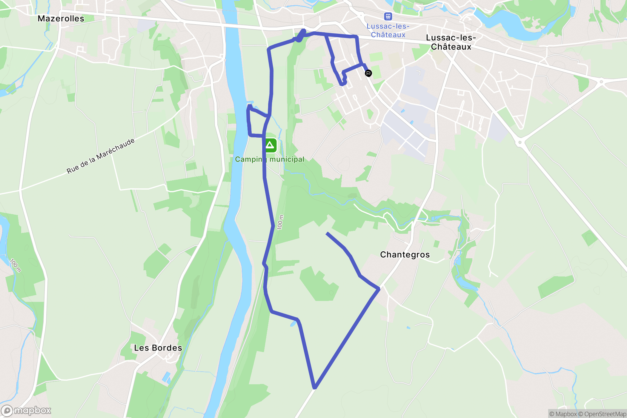 Lussac-les-Châteaux : carte du parcours de randonnée - France