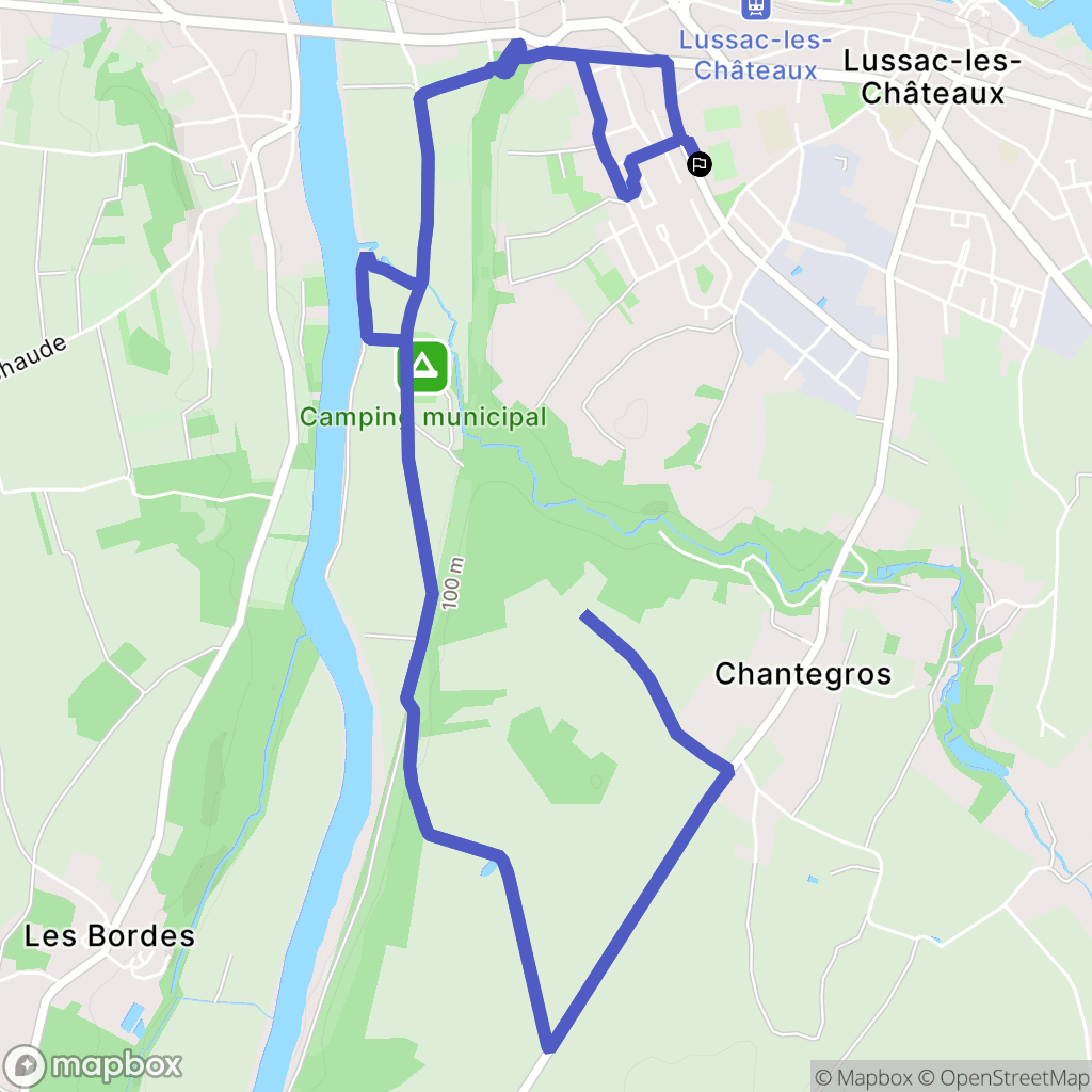 Lussac-les-Châteaux : carte du parcours de randonnée - France