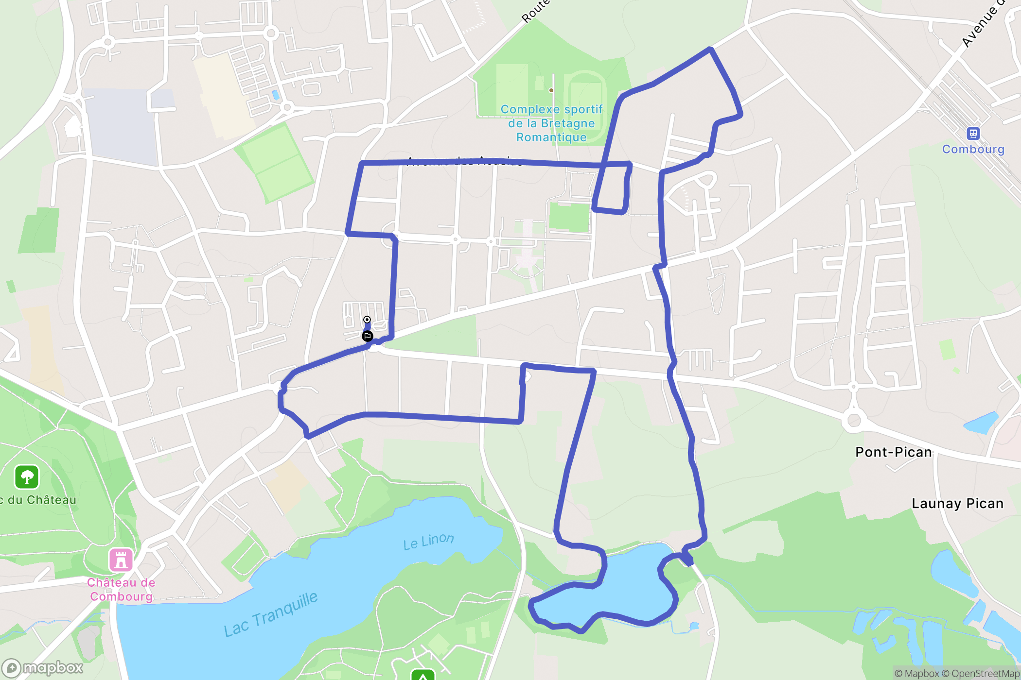 Combourg : carte du parcours de randonnée - France