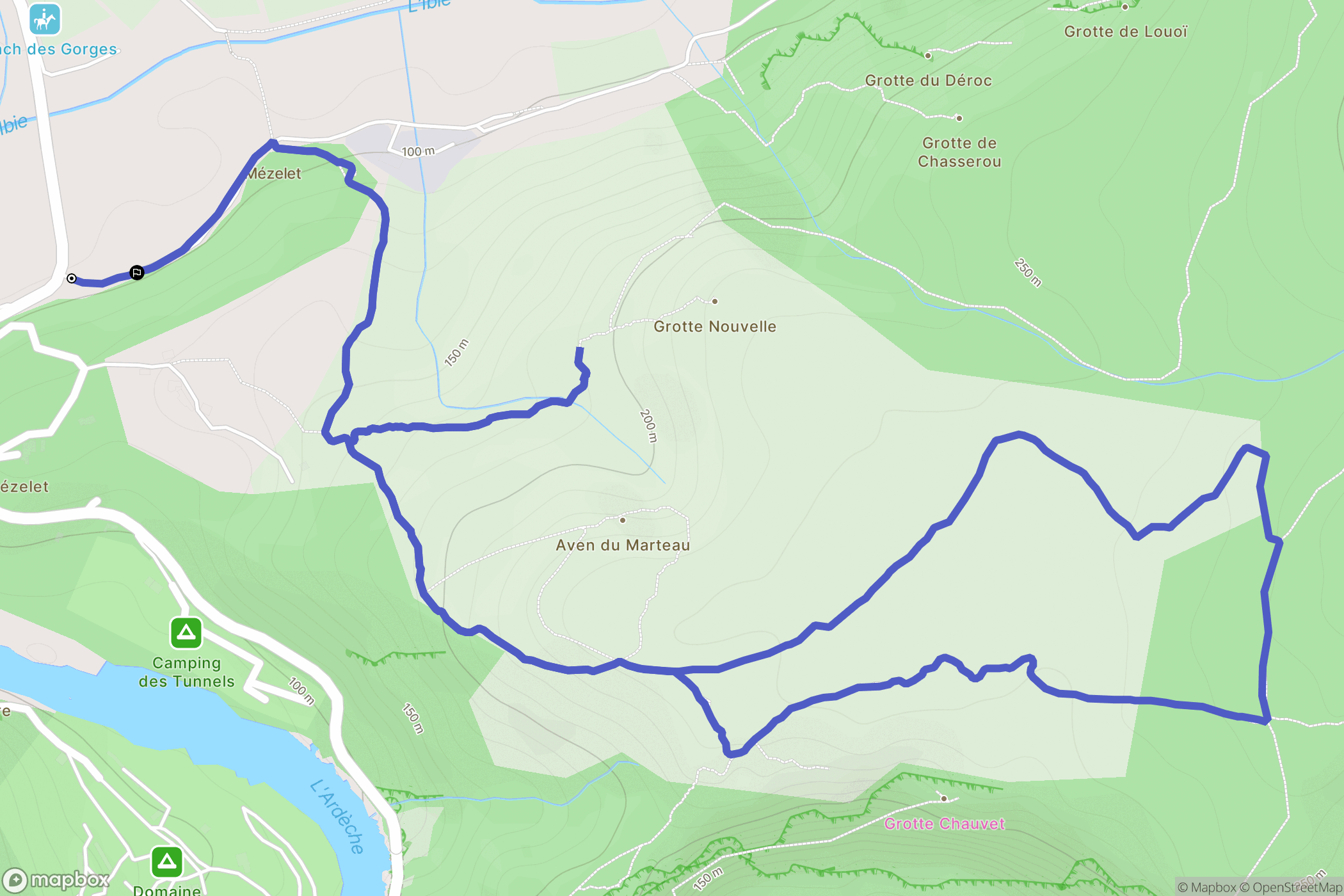 Vallon-Pont-d'Arc : carte du parcours de randonnée - France