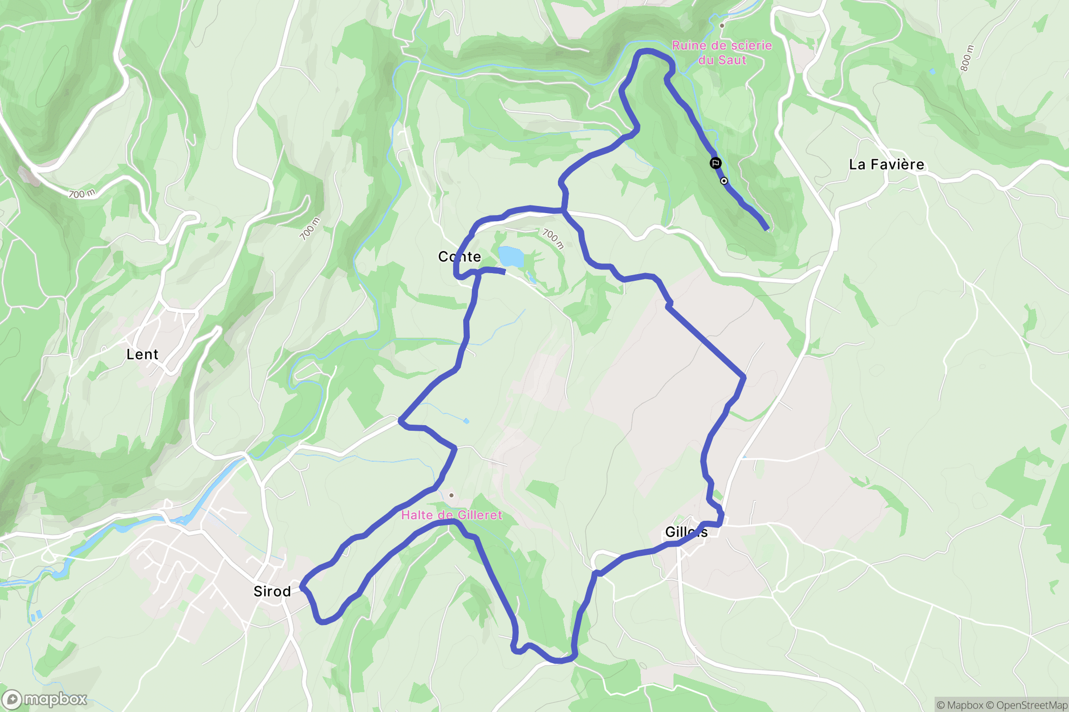 Conte : carte du parcours de randonnée - France