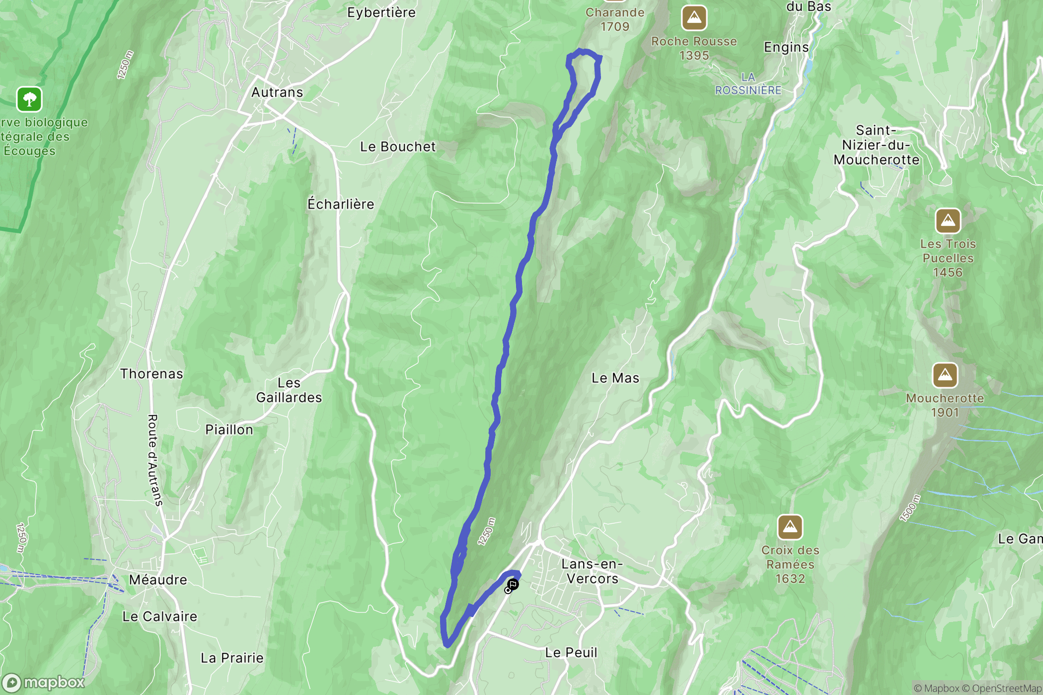 Lans-en-Vercors : carte du parcours de randonnée - France