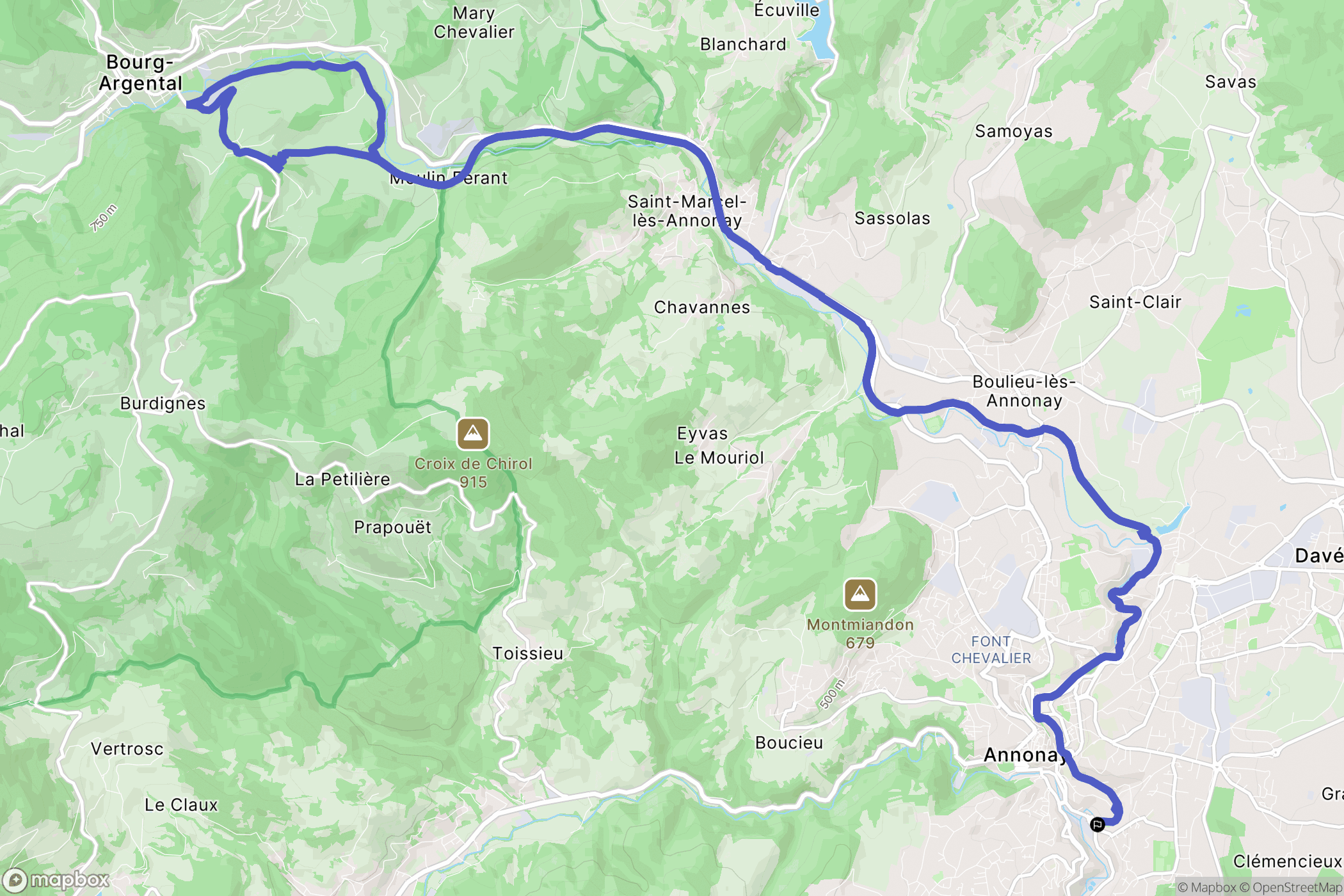 Annonay : carte du parcours de randonnée - France