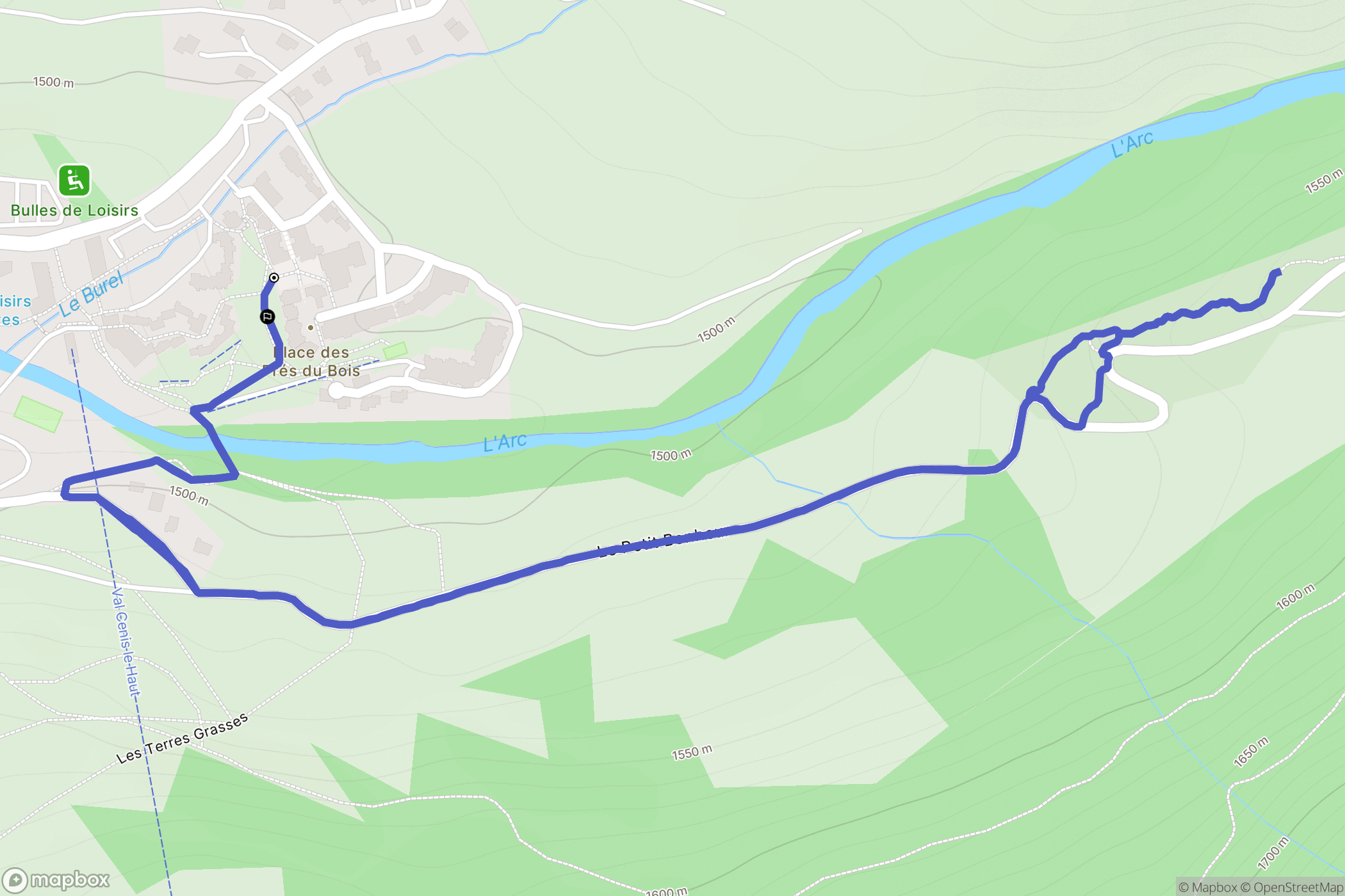 Val-Cenis : carte du parcours de randonnée - France