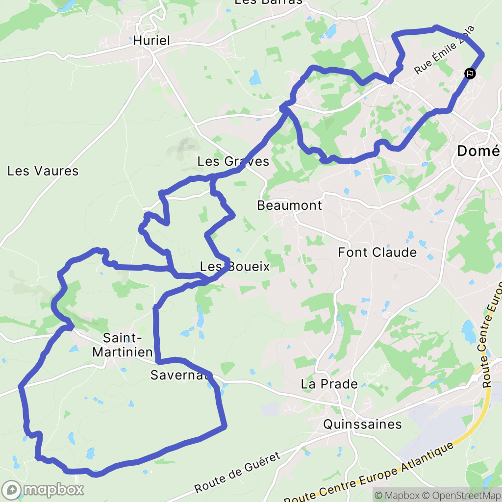 Domérat : carte du parcours de randonnée - France
