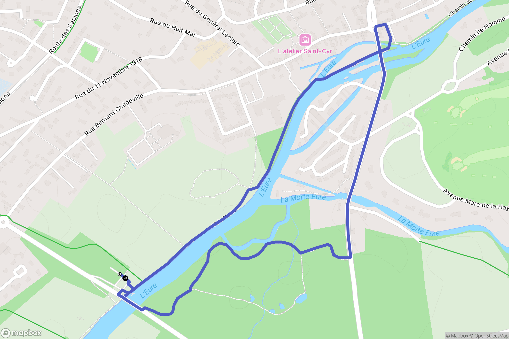 Le Vaudreuil : carte du parcours de randonnée - France
