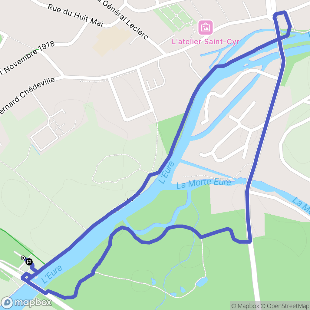 Le Vaudreuil : carte du parcours de randonnée - France