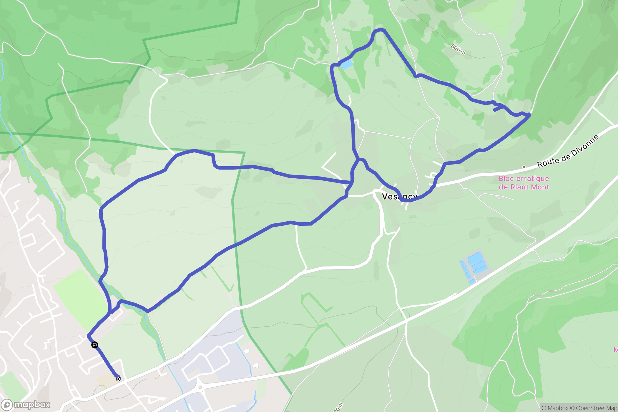 Gex : carte du parcours de randonnée - France