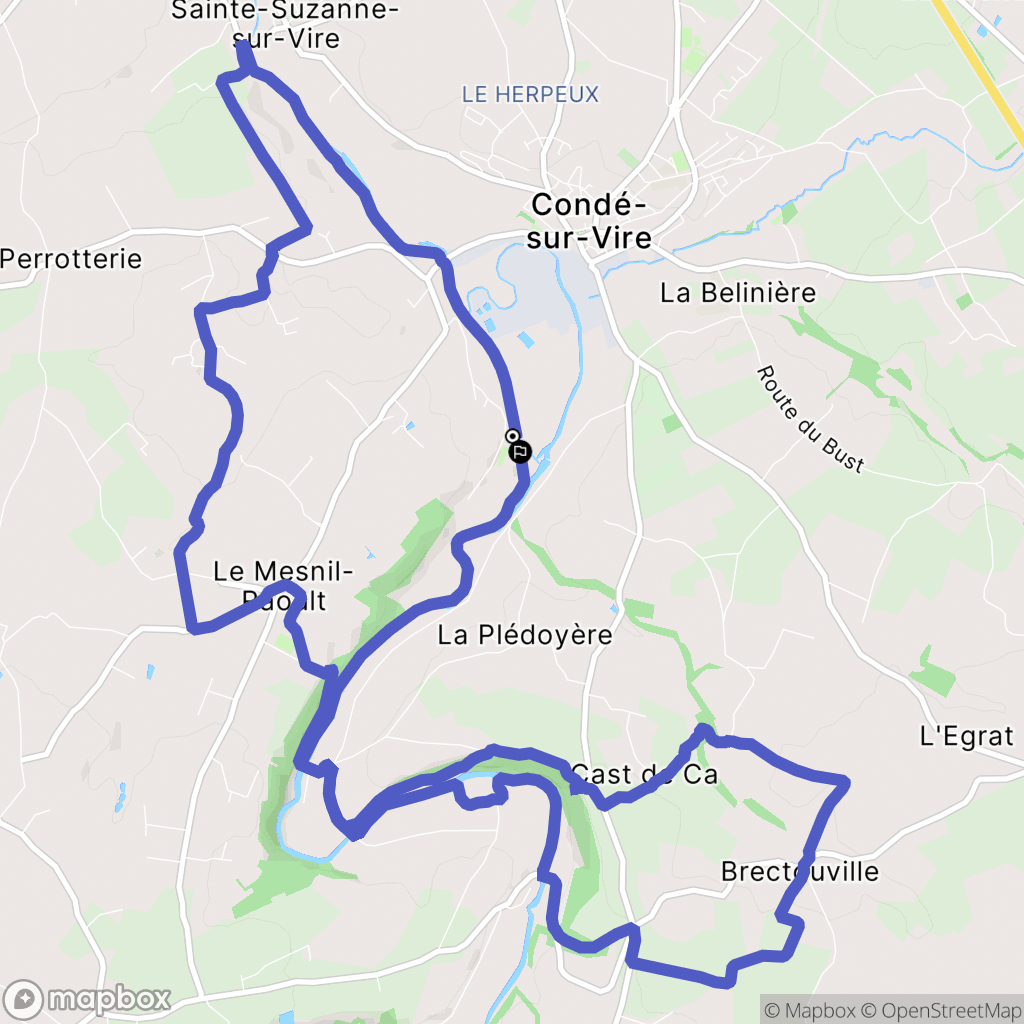 Condé-sur-Vire : carte du parcours de randonnée - France