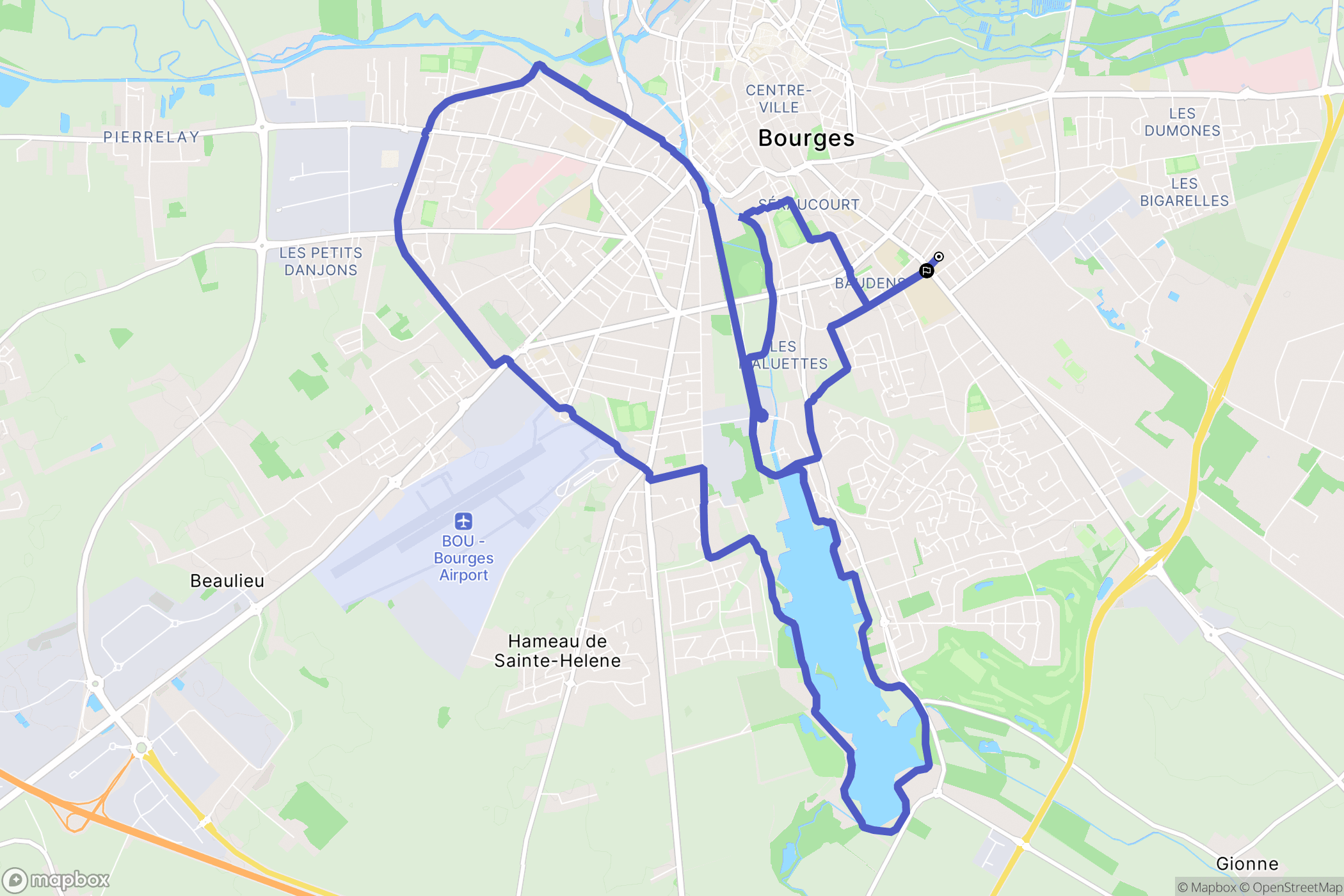 Bourges : carte du parcours de randonnée - France
