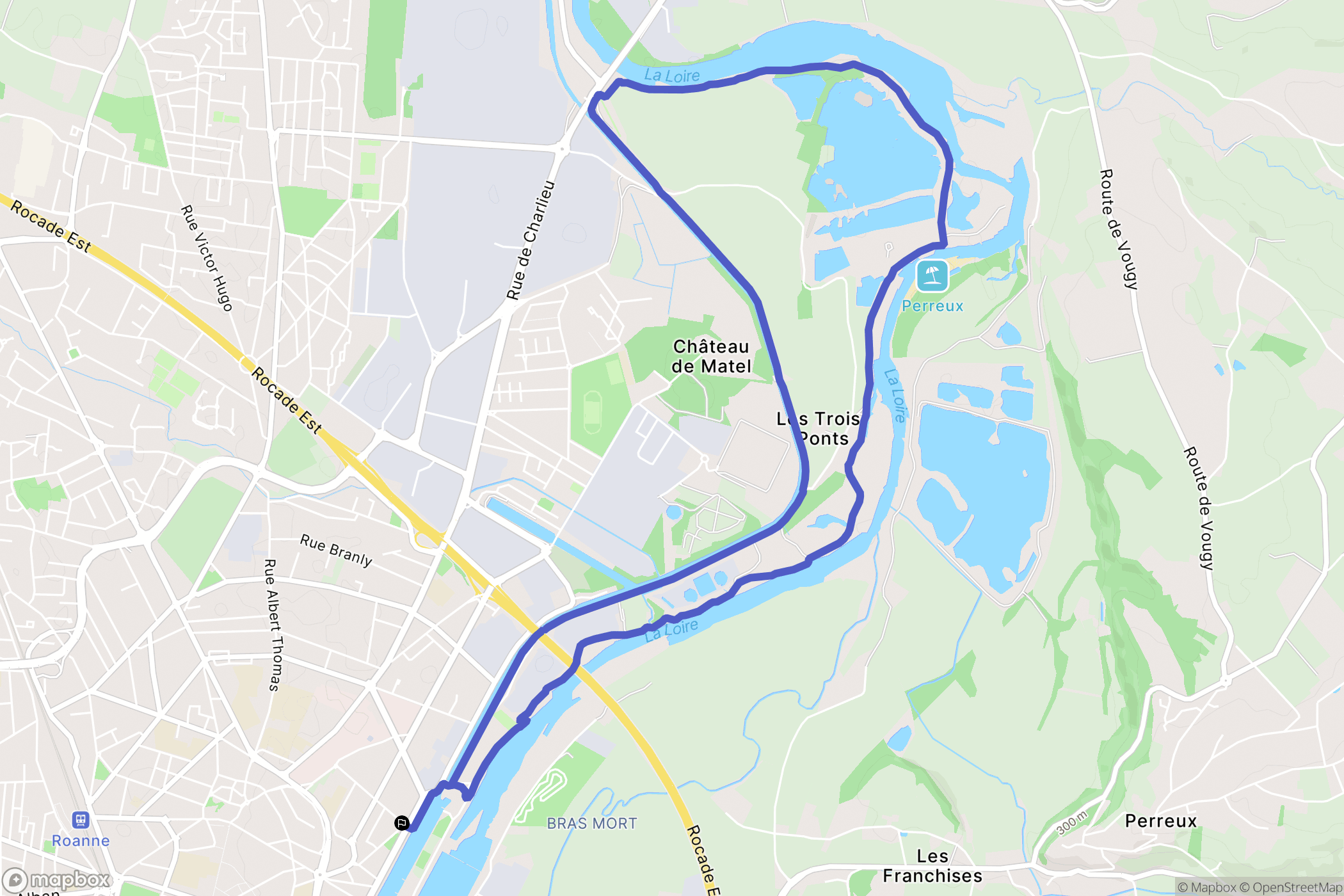 Roanne : carte du parcours de randonnée - France