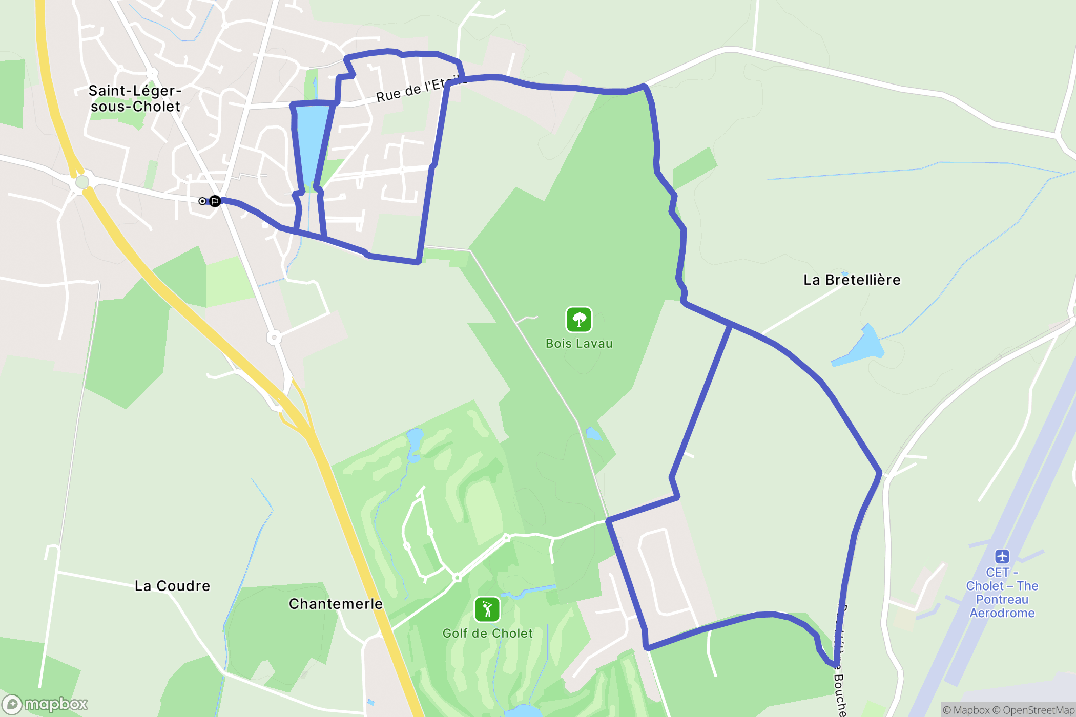 Saint-Léger-sous-Cholet : carte du parcours de randonnée - France
