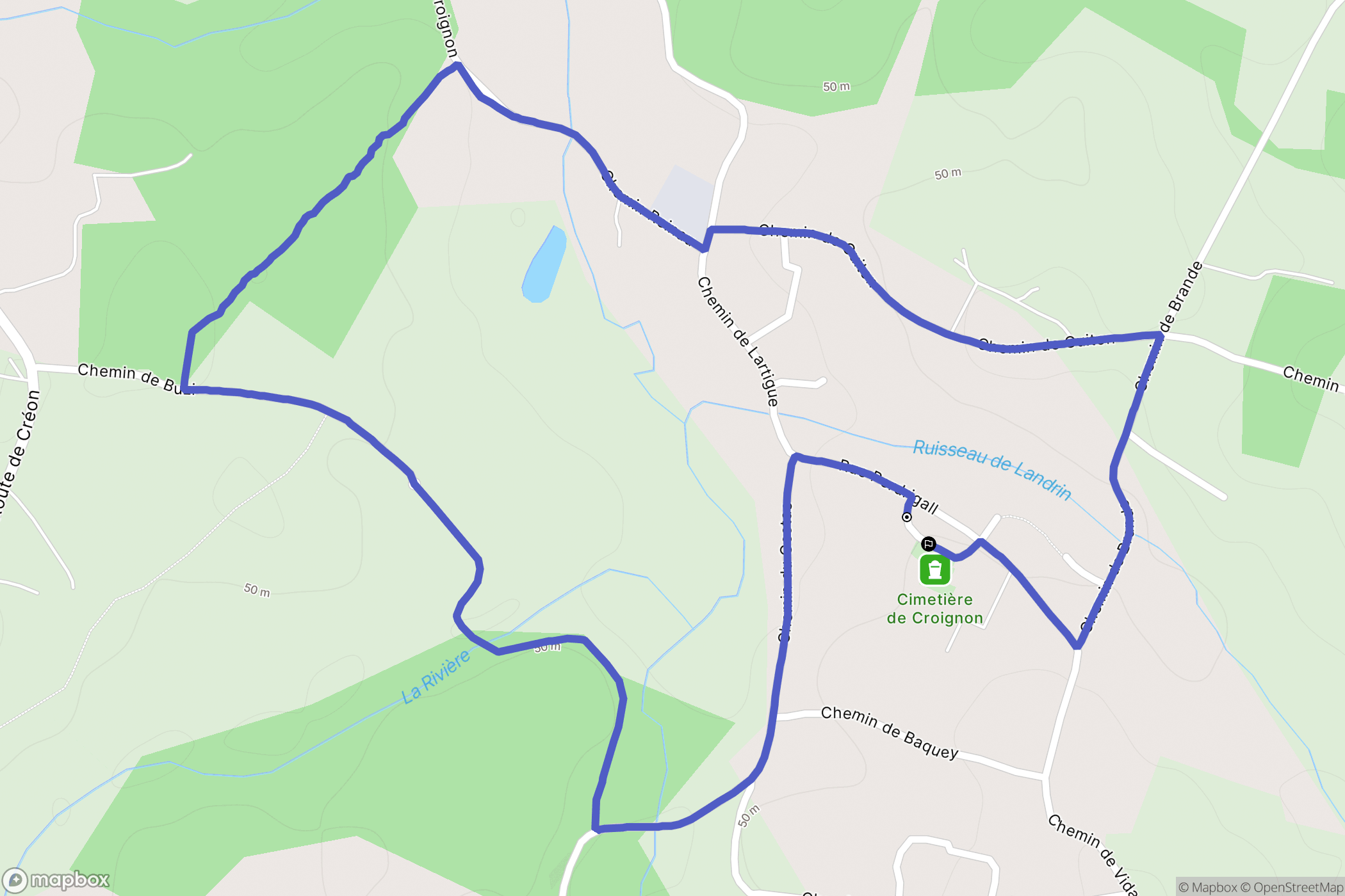 Croignon : carte du parcours de randonnée - France