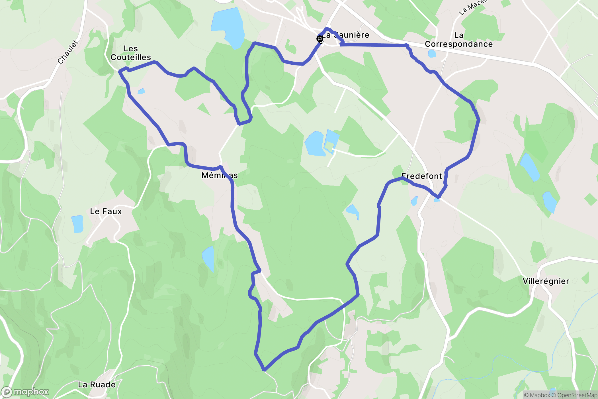 La Saunière : carte du parcours de randonnée - France