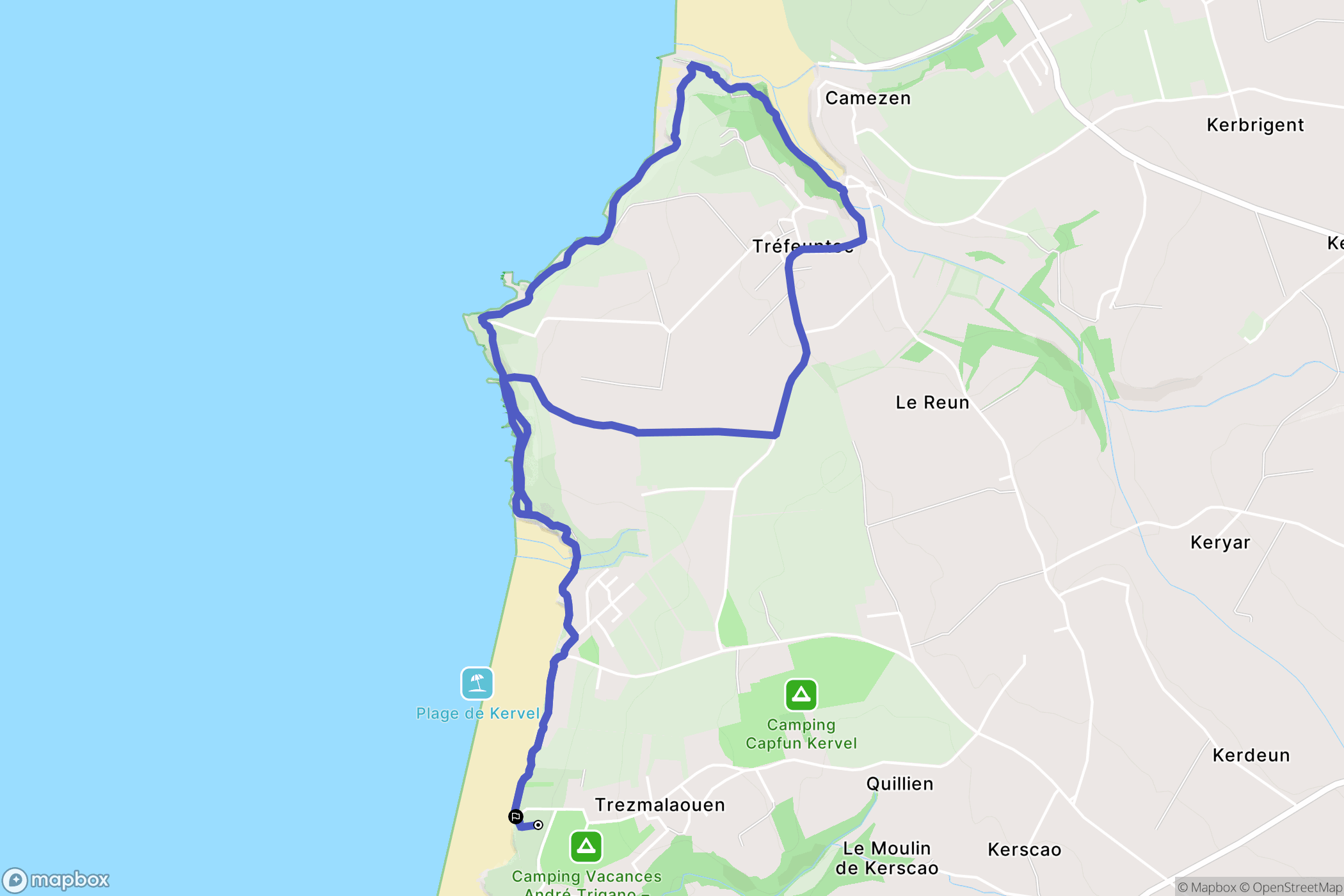 Plonévez-Porzay : carte du parcours de randonnée - France