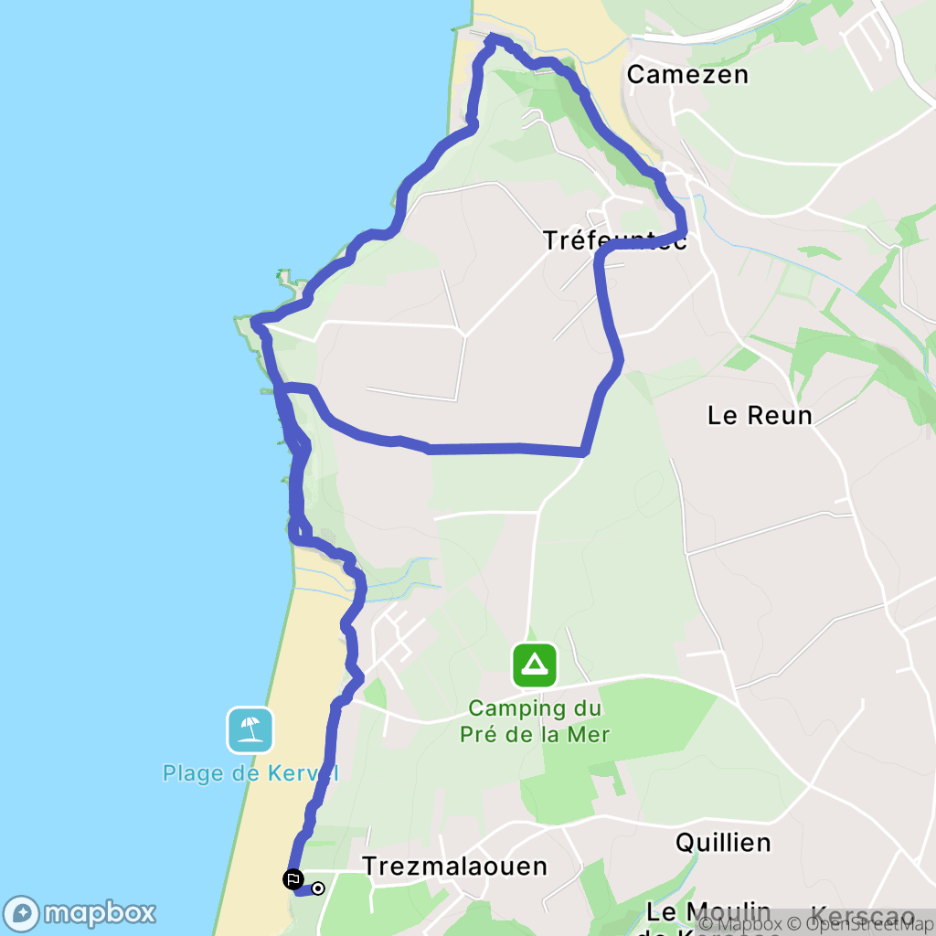 Plonévez-Porzay : carte du parcours de randonnée - France