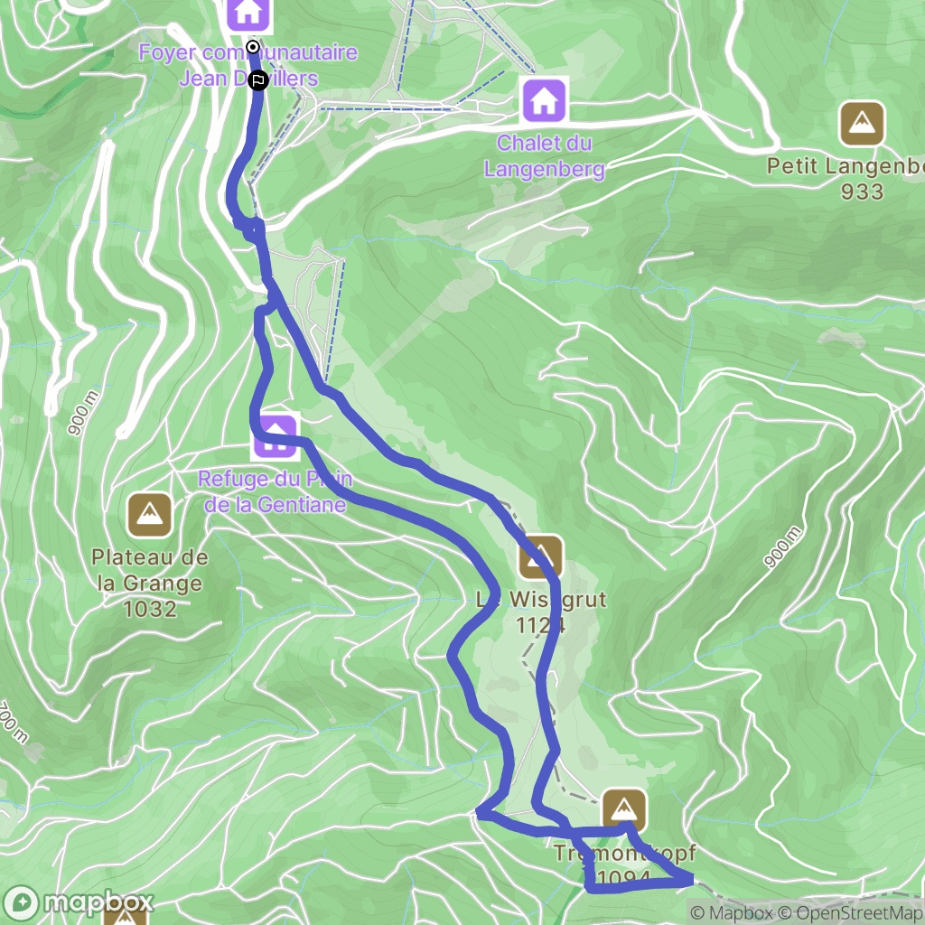 Lepuix : carte du parcours de randonnée - France