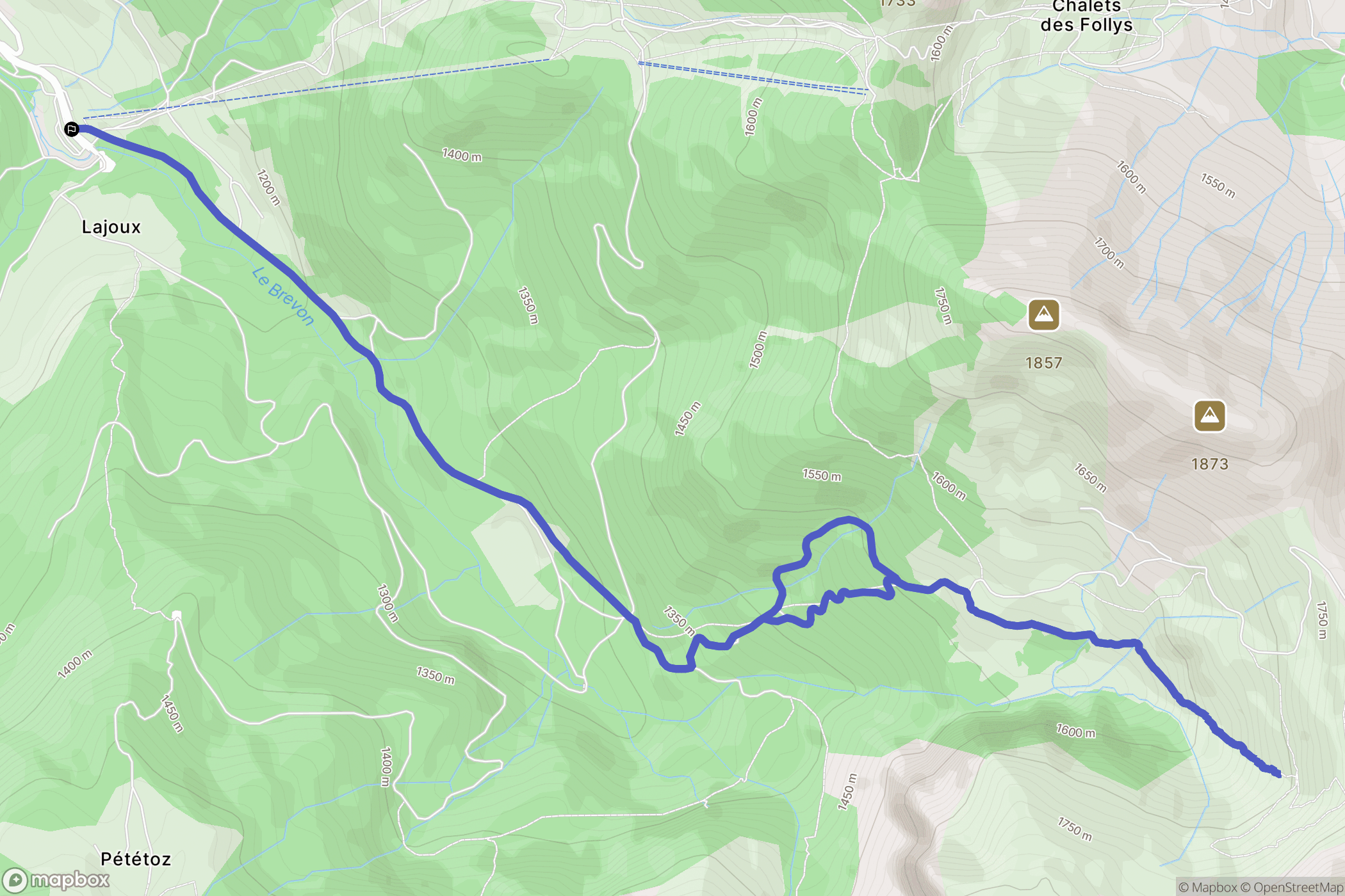 Bellevaux : carte du parcours de randonnée - France