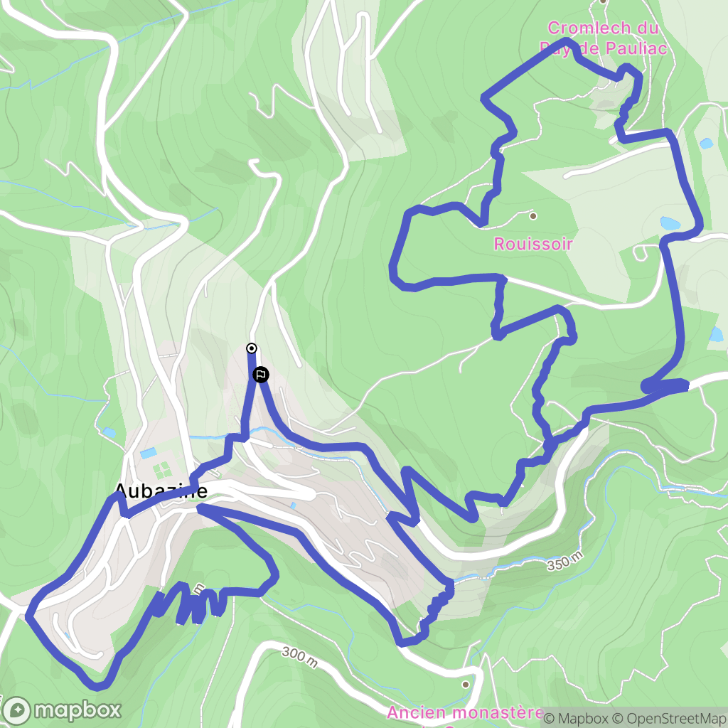 Aubazine : carte du parcours de randonnée - France