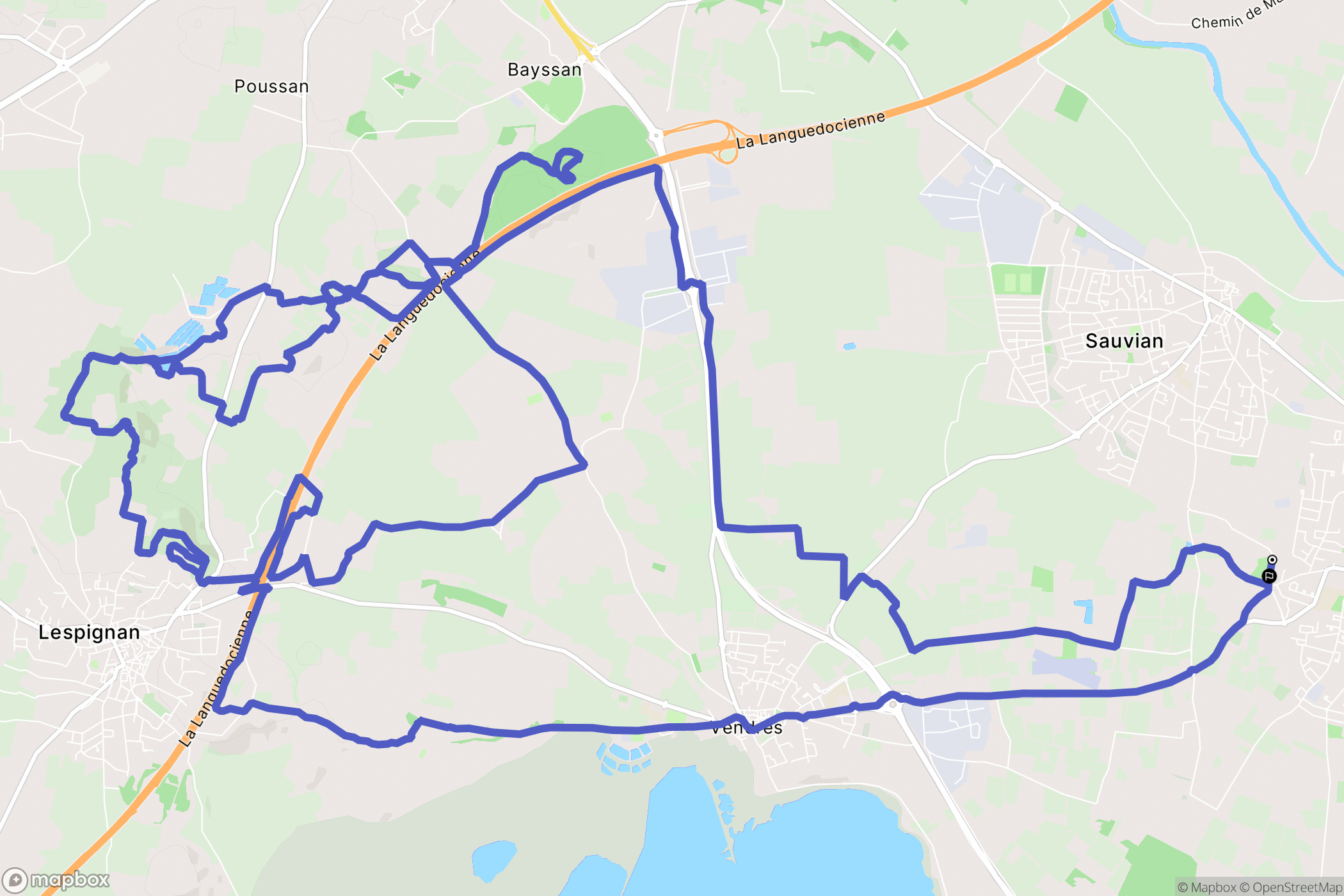 Sérignan : carte du parcours de randonnée - France