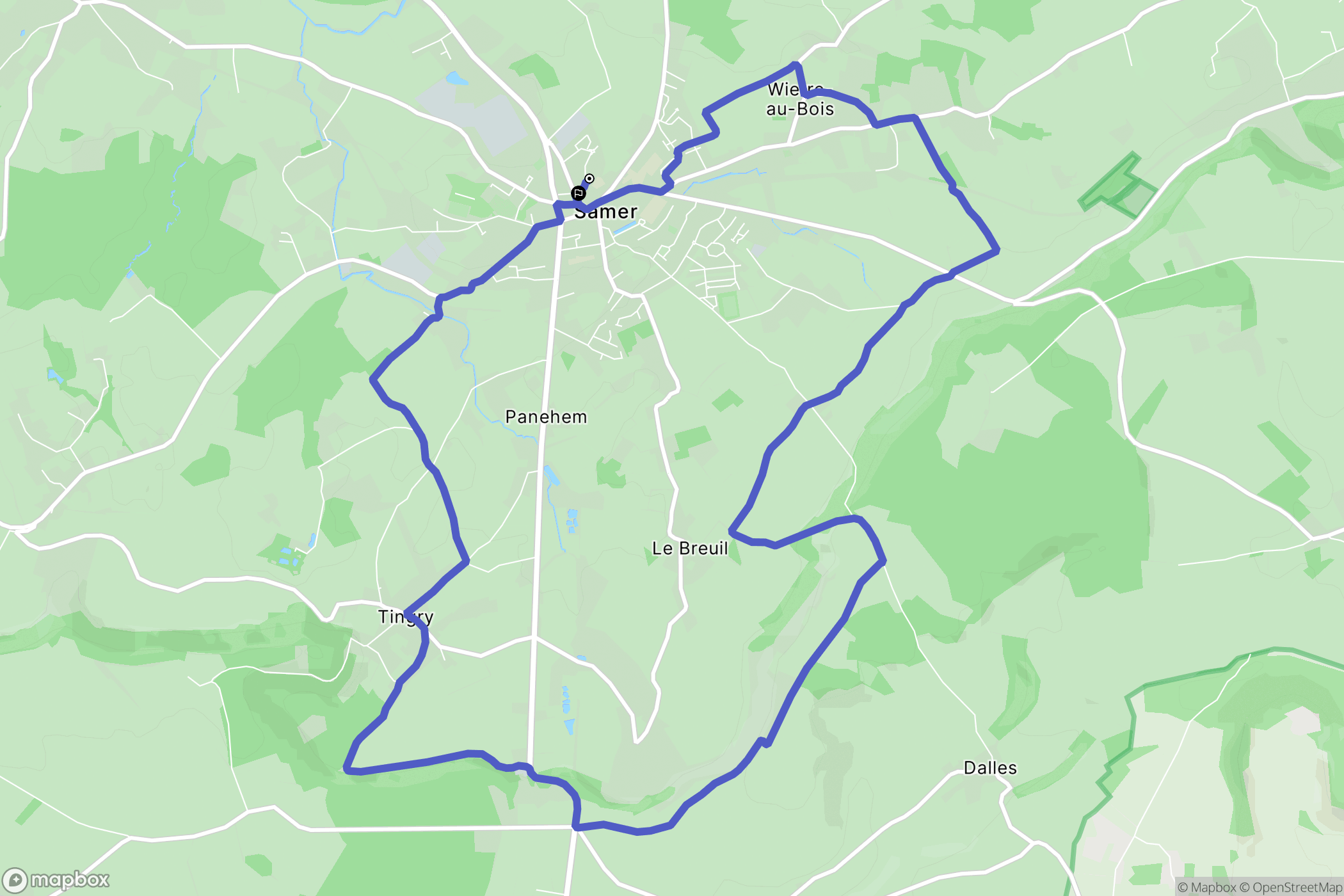 Samer : carte du parcours de randonnée - France
