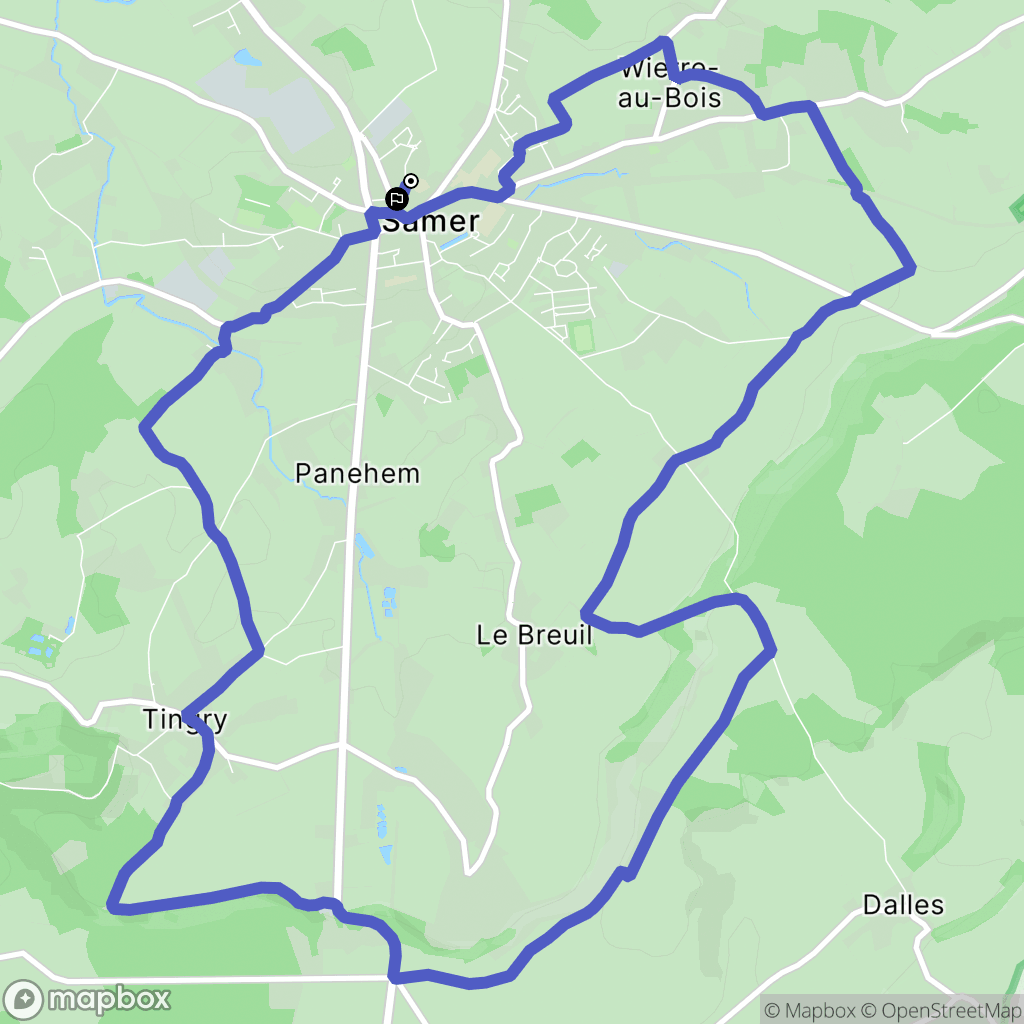 Samer : carte du parcours de randonnée - France
