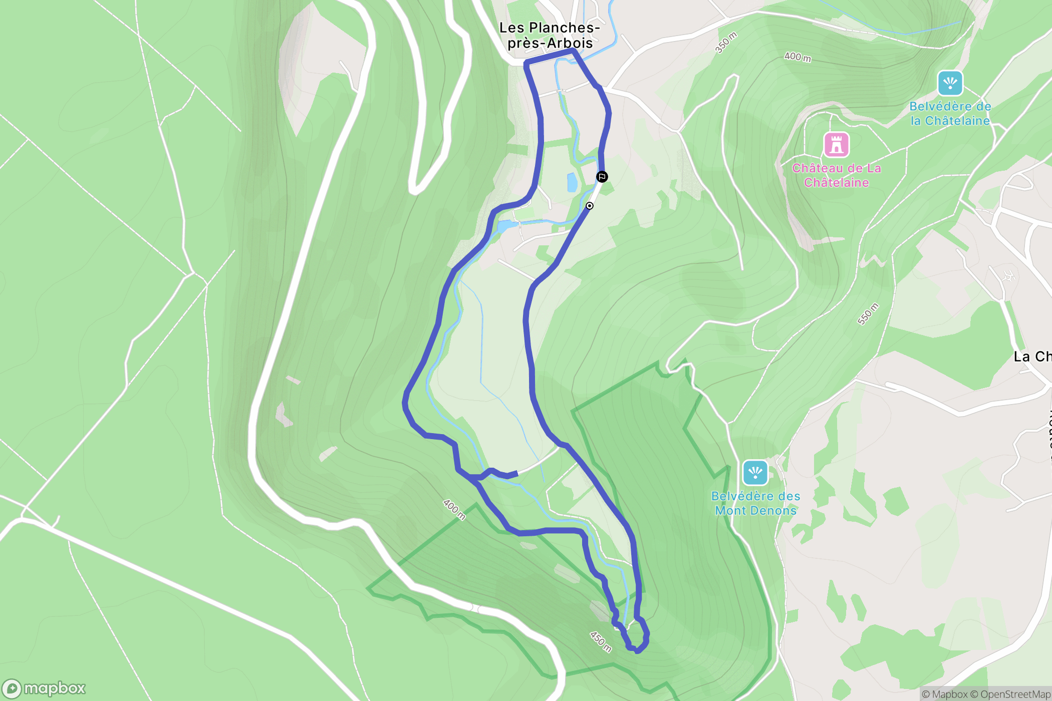 Les Planches-prés-Arbois : carte du parcours de randonnée - France