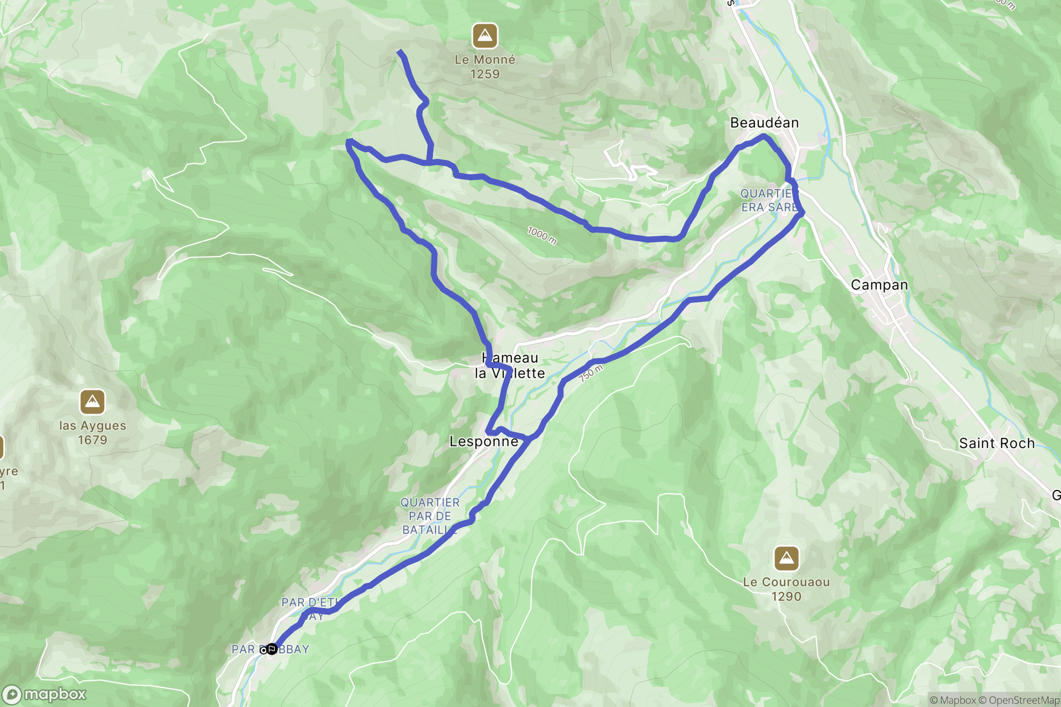 Beaudean : carte du parcours de randonnée - France