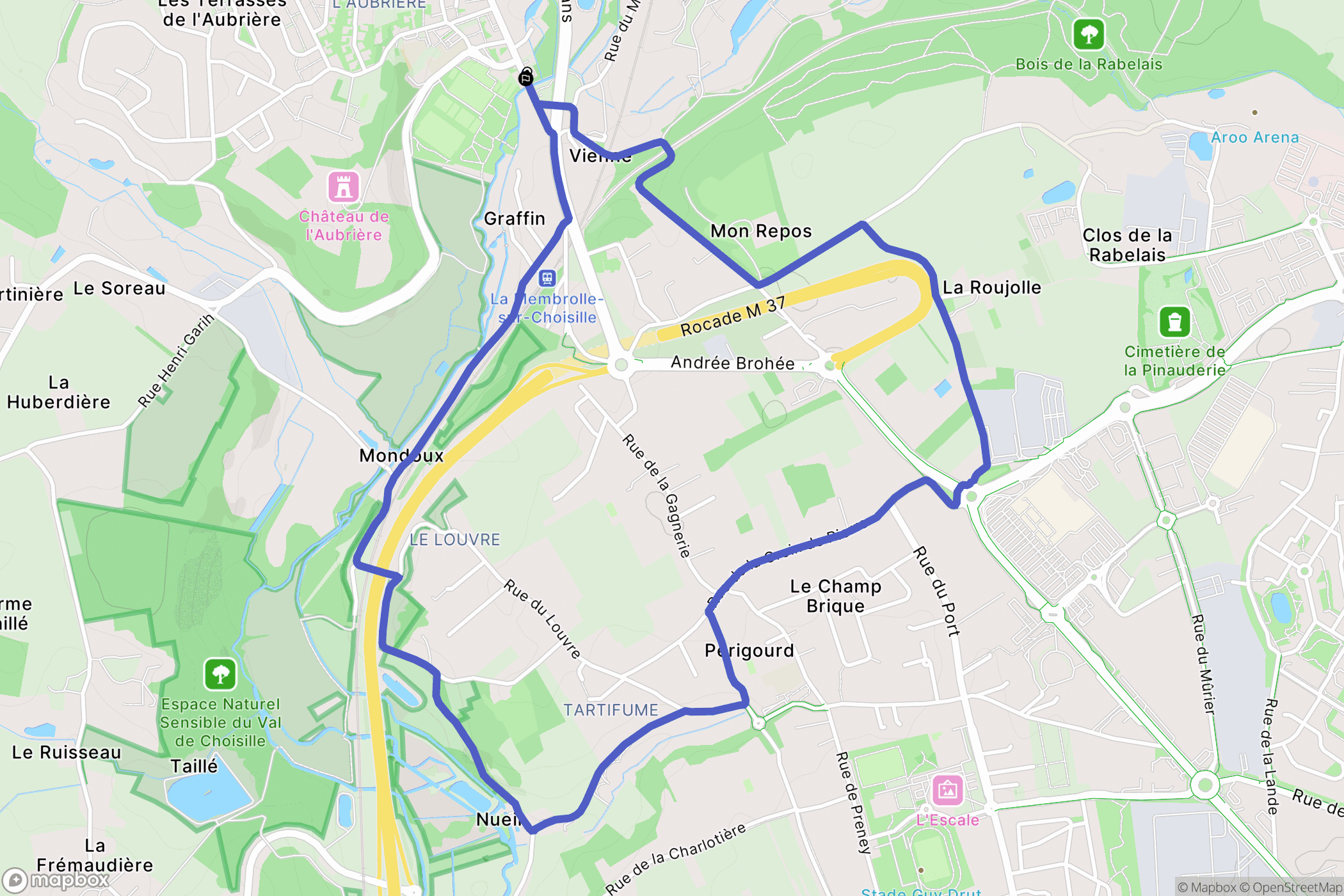 La Membrolle-sur-Choisille : carte du parcours de randonnée - France