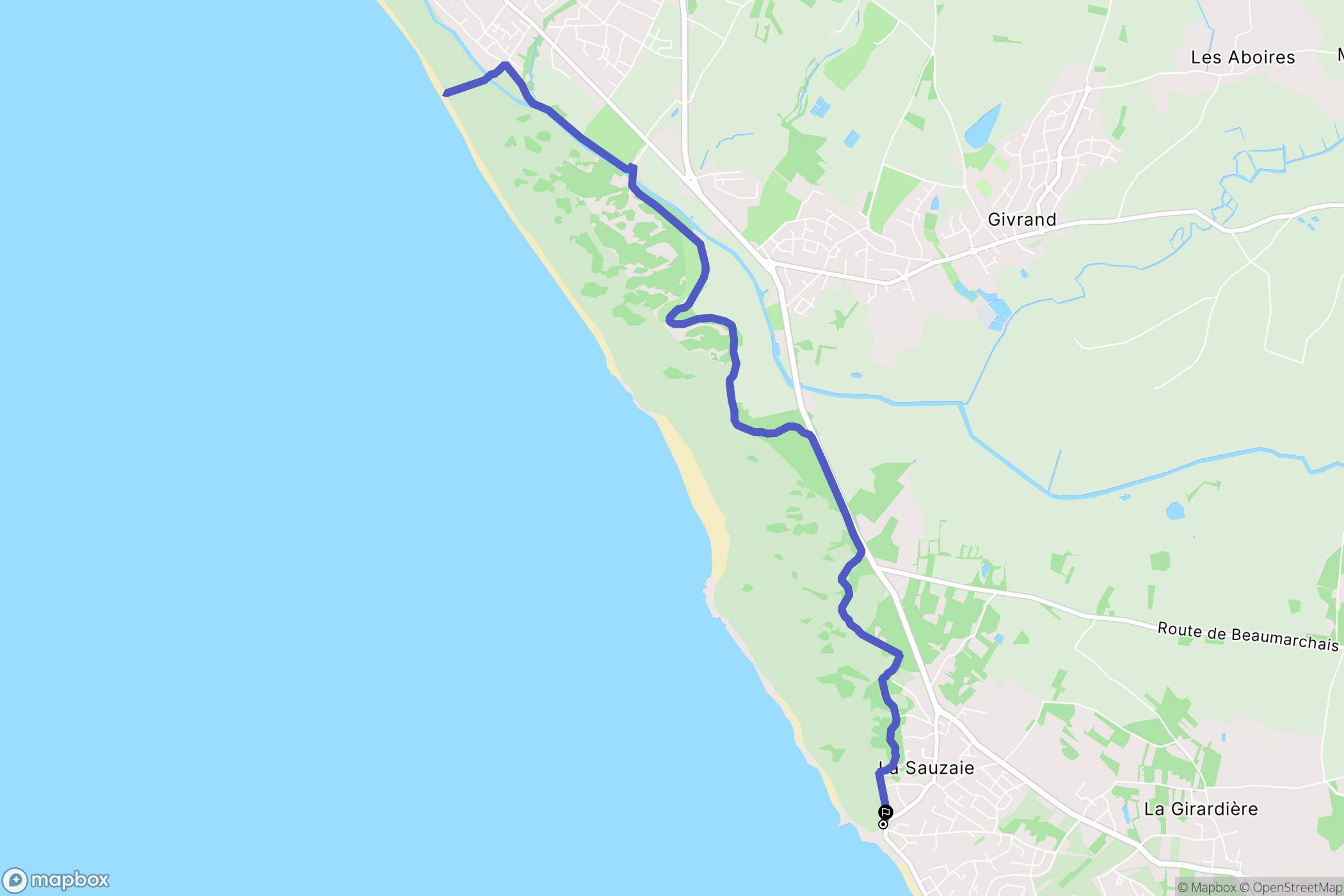Bretignolles-sur-Mer : carte du parcours de randonnée - France