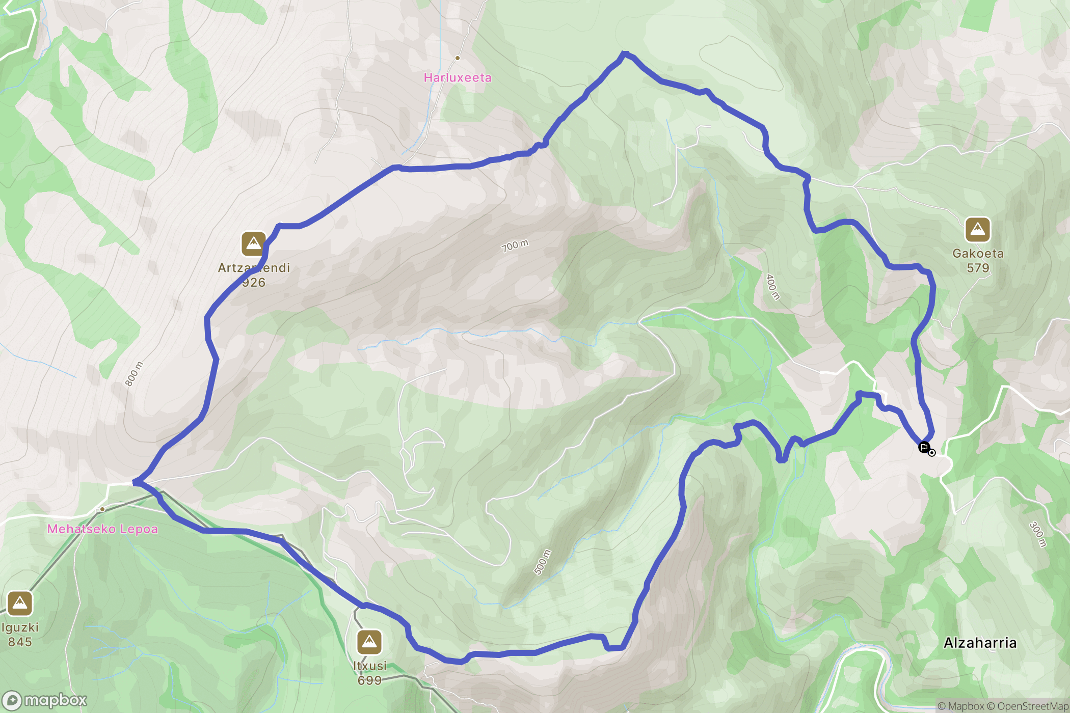 Bidarray : carte du parcours de randonnée - France