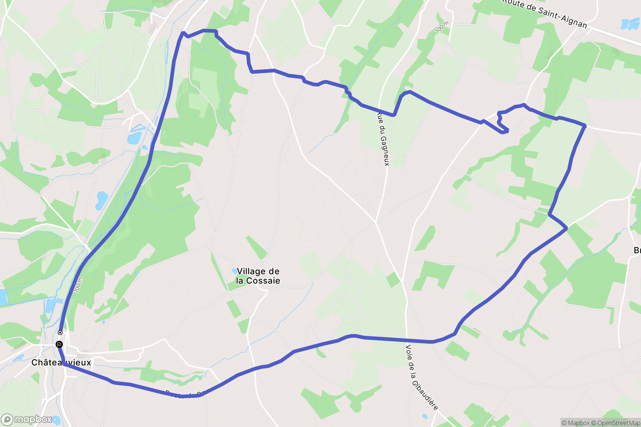 Châteauvieux : carte du parcours de randonnée - France