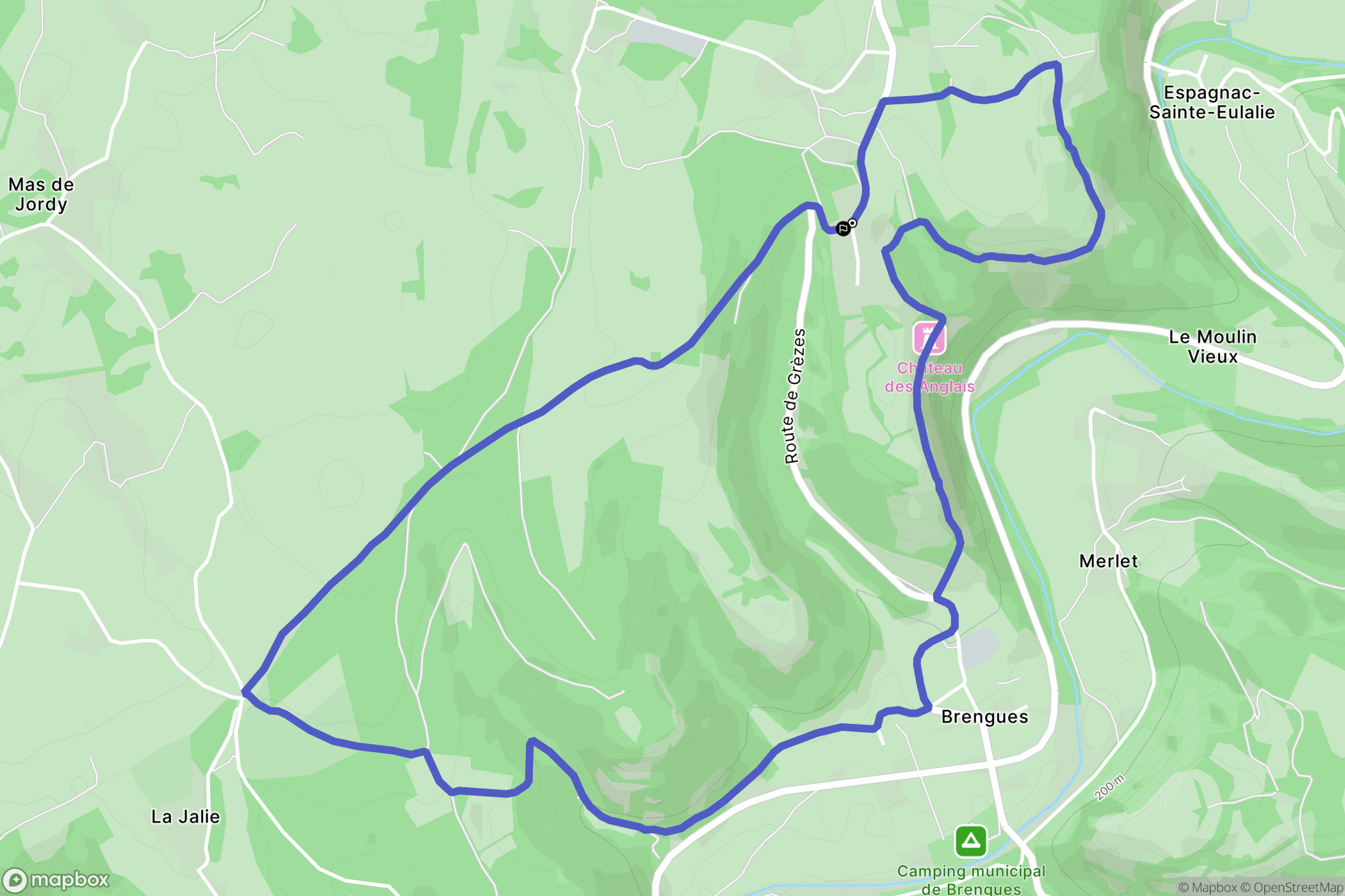 Le causse de Brengues : carte du parcours de randonnée - France