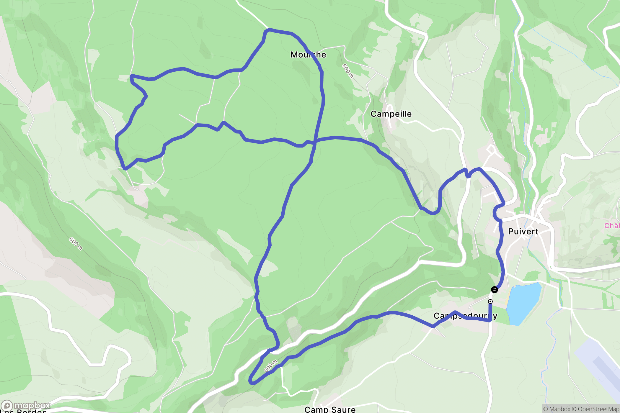 Puivert : carte du parcours de randonnée - France