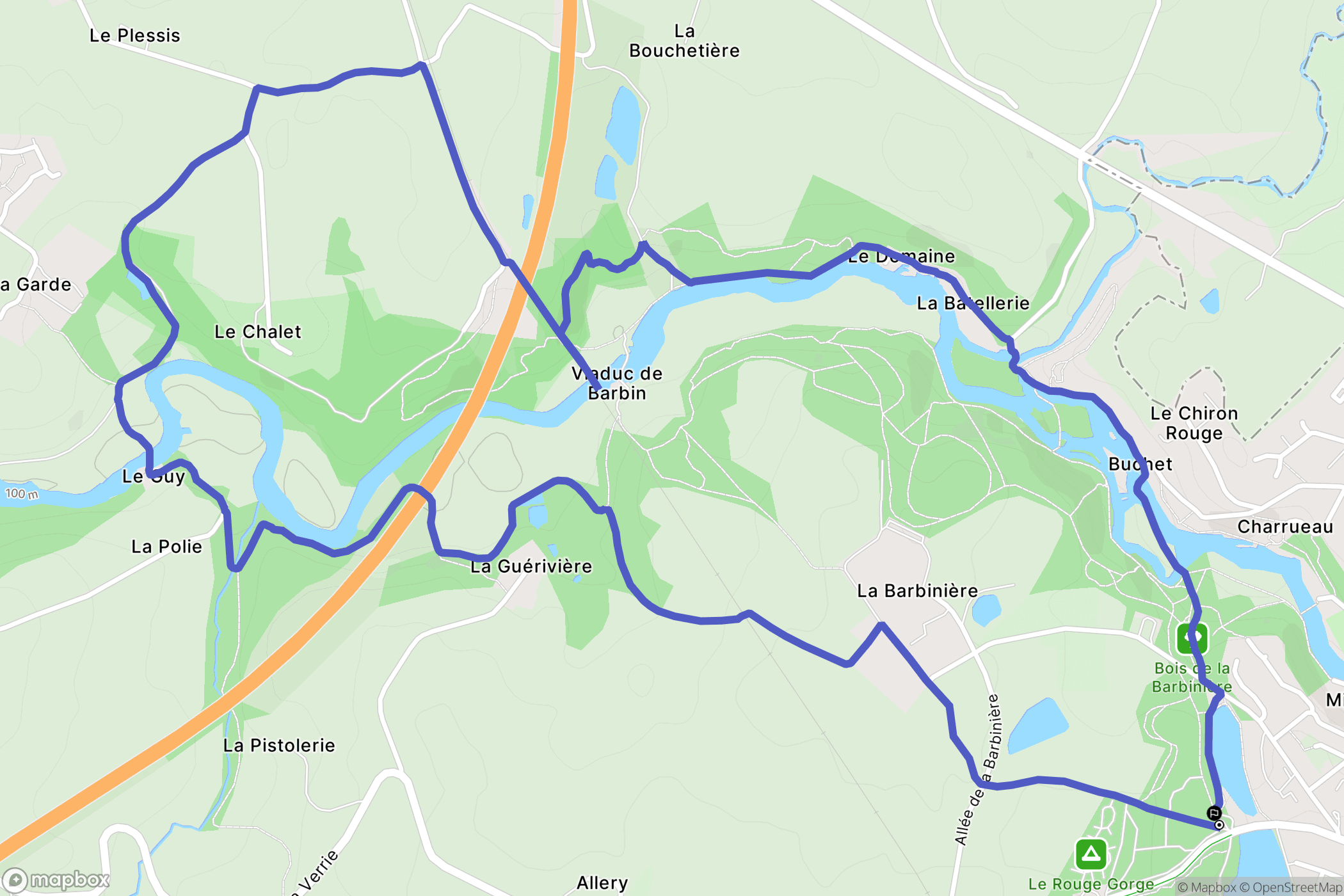Saint Laurent sur sèvre : carte du parcours de randonnée - France