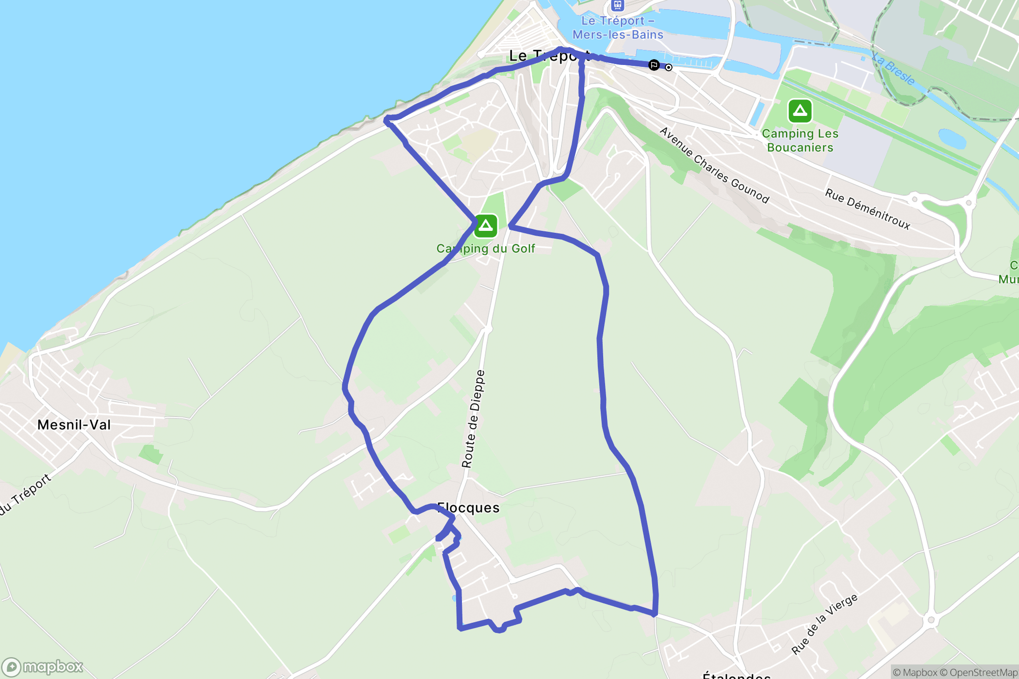 Le Tréport : carte du parcours de randonnée - France