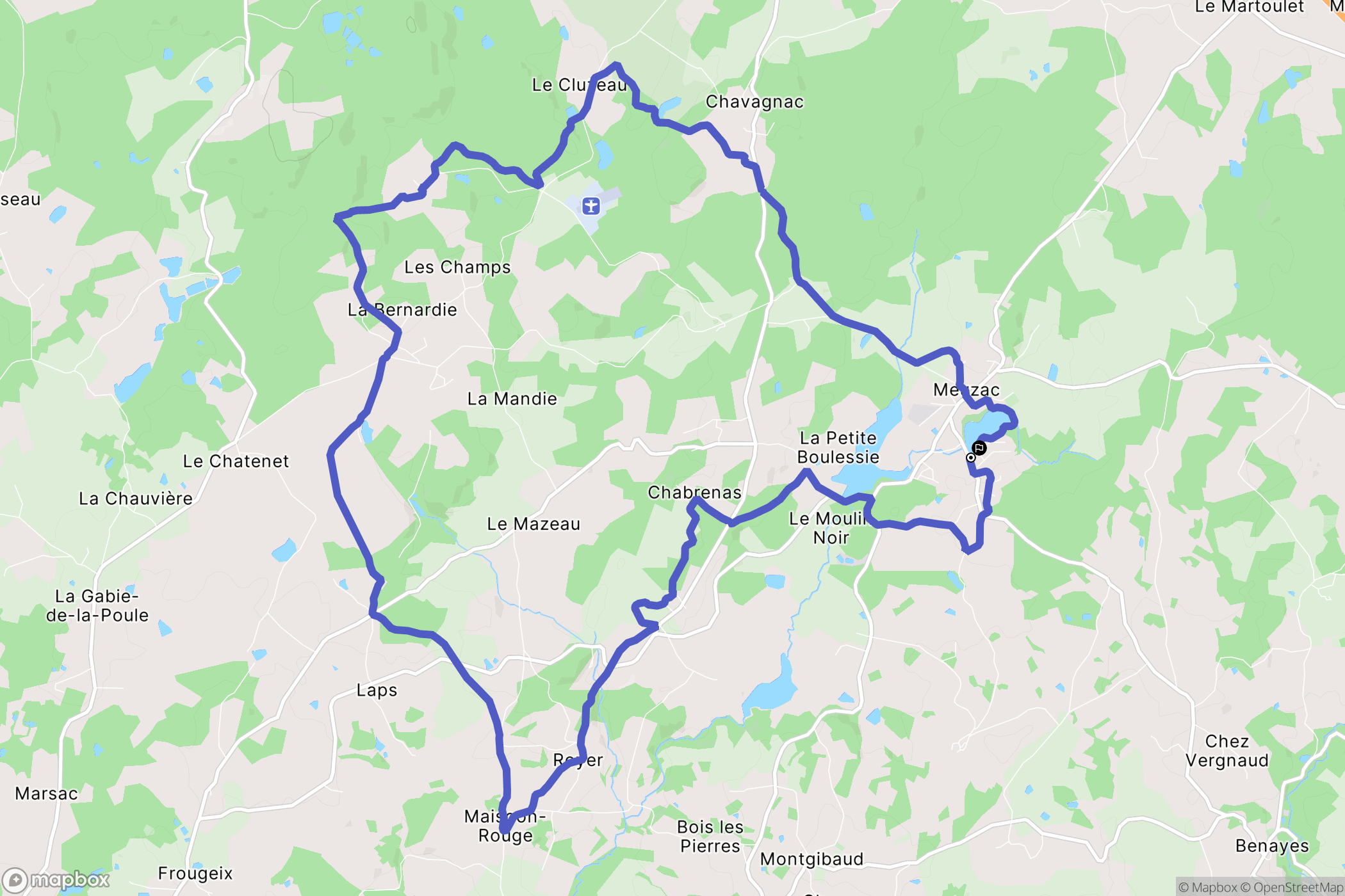 Meuzac : carte du parcours de randonnée - France