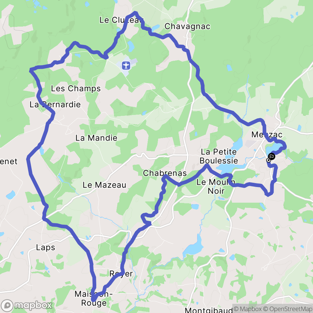 Meuzac : carte du parcours de randonnée - France